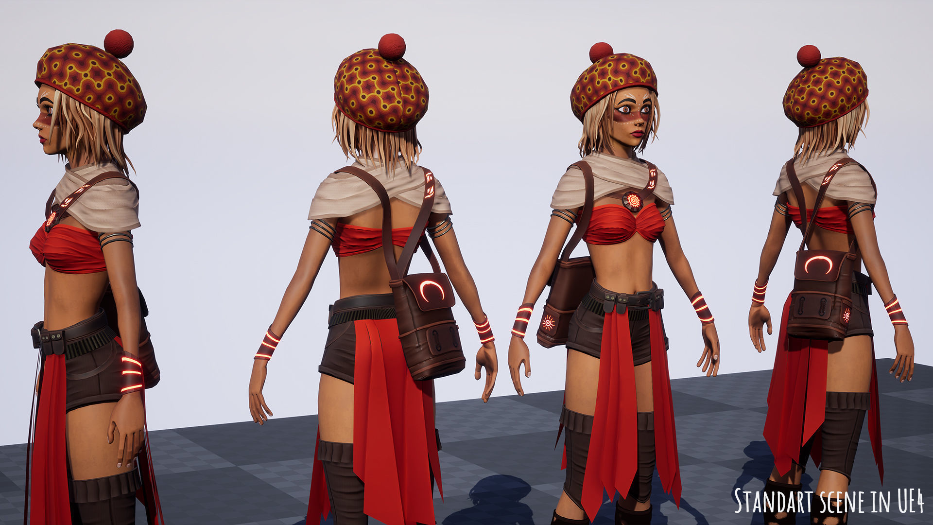 Female Red Mage Low-poly 3D model_19