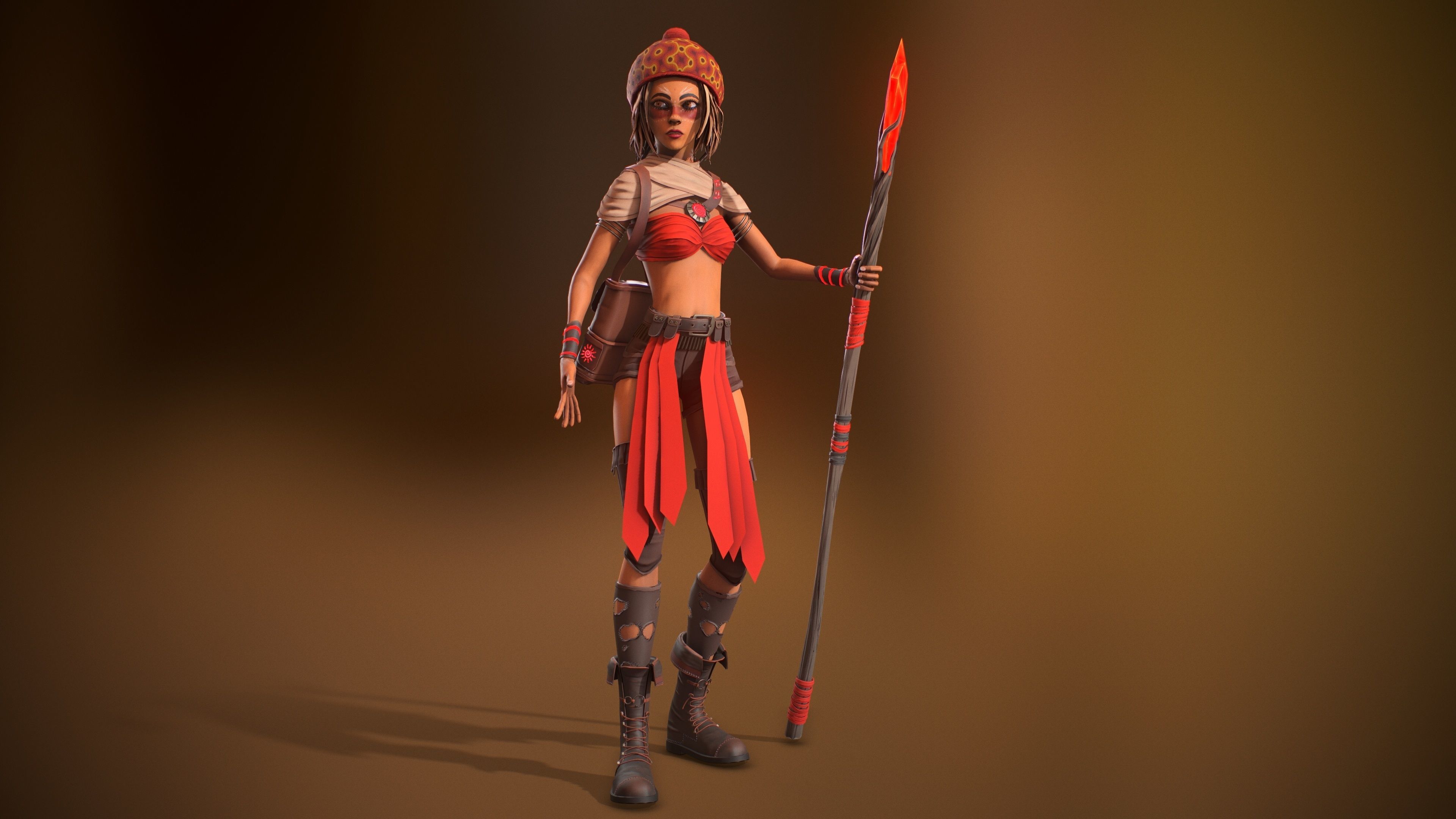 Female Red Mage Low-poly 3D model_17