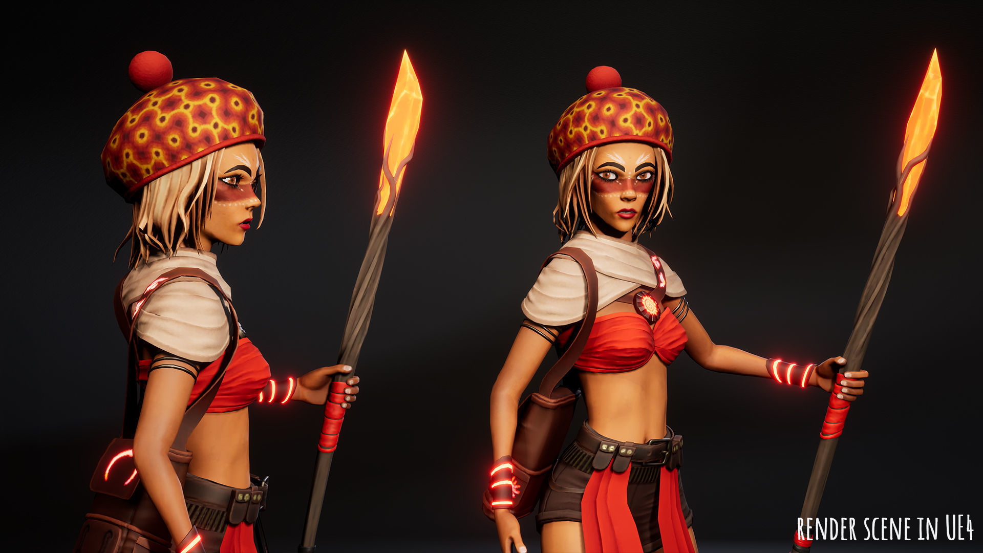 Female Red Mage Low-poly 3D model_24