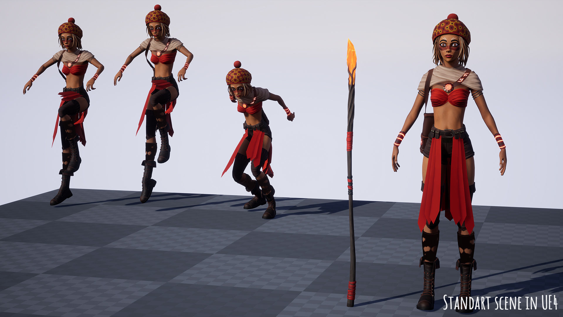 Female Red Mage Low-poly 3D model_20