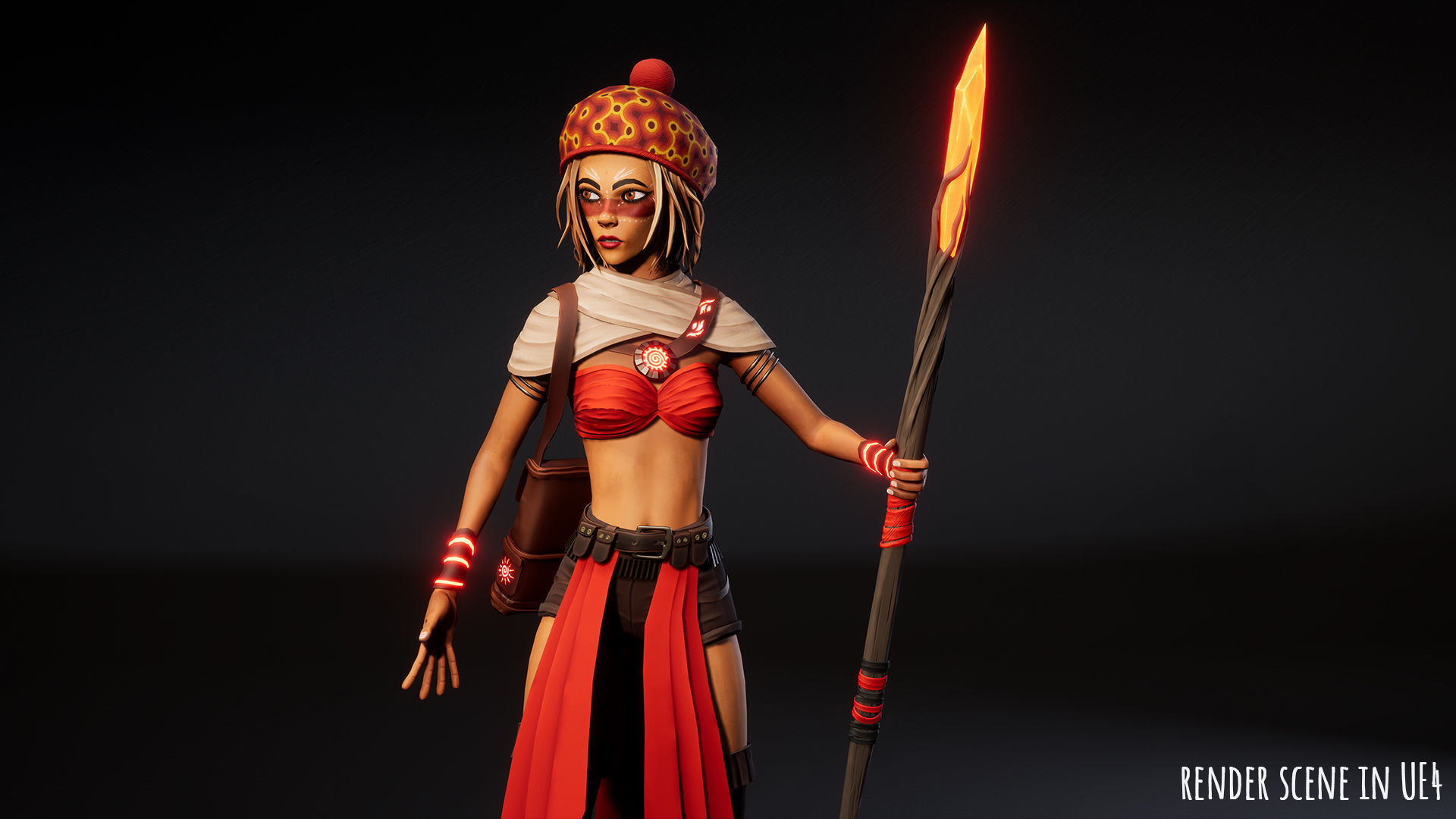 Female Red Mage Low-poly 3D model_2