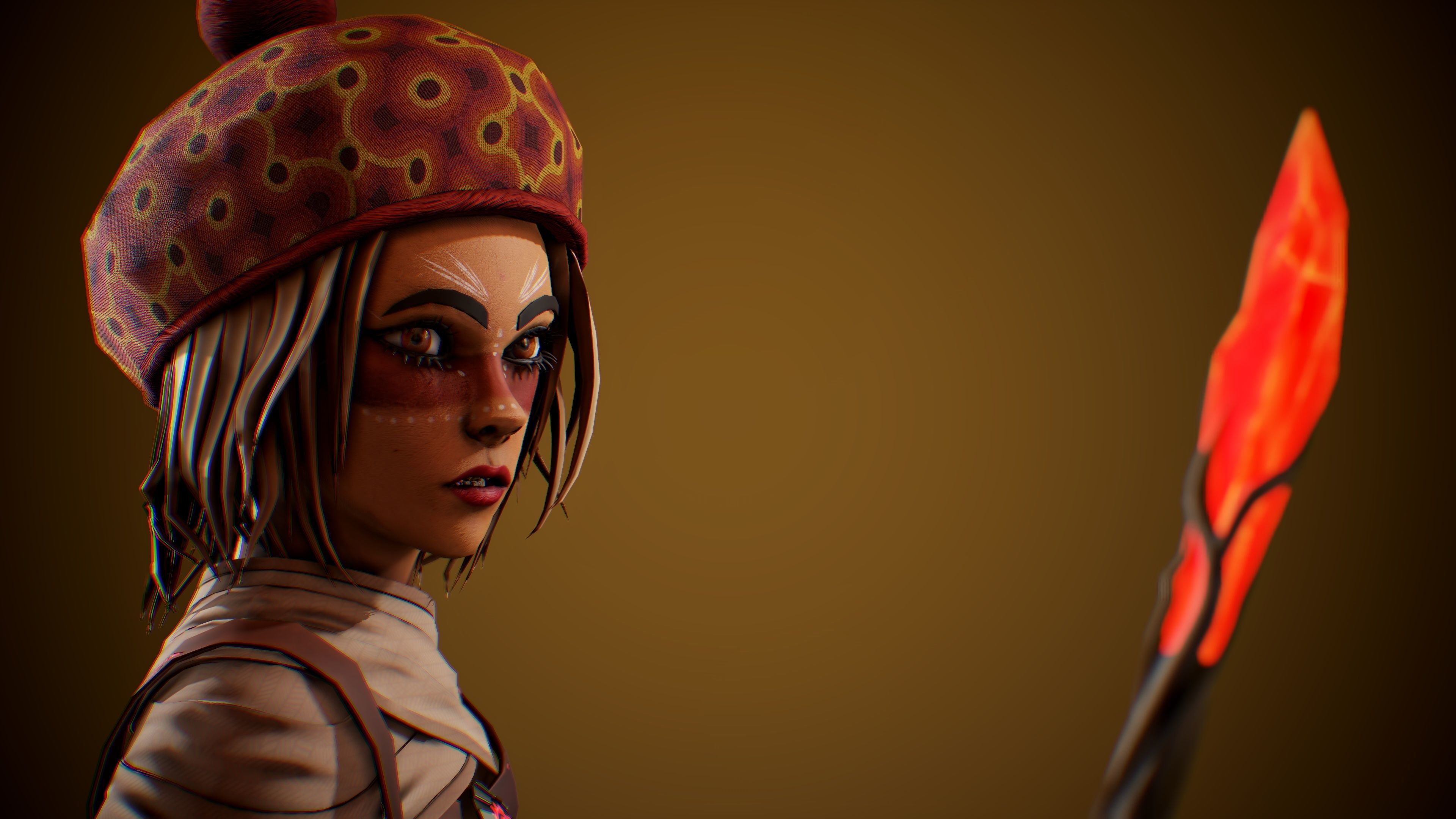 Female Red Mage Low-poly 3D model_5