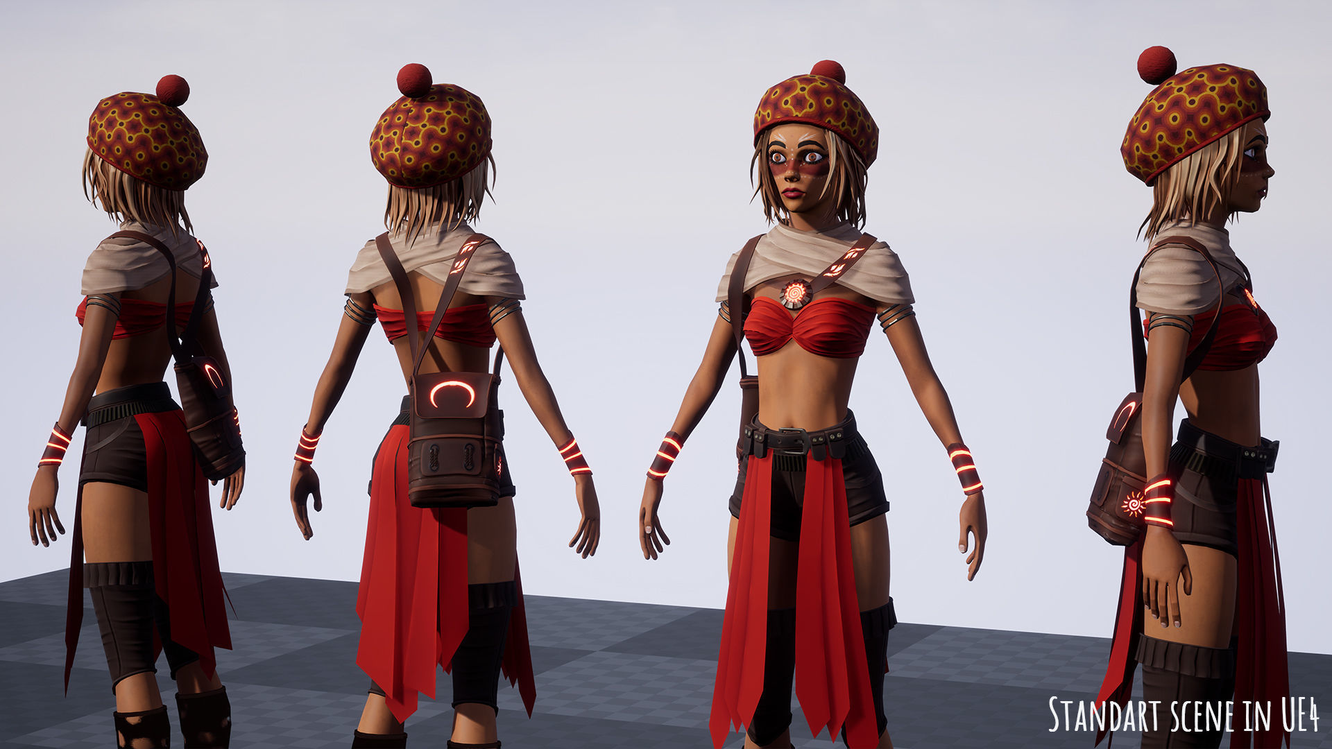 Female Red Mage Low-poly 3D model_14