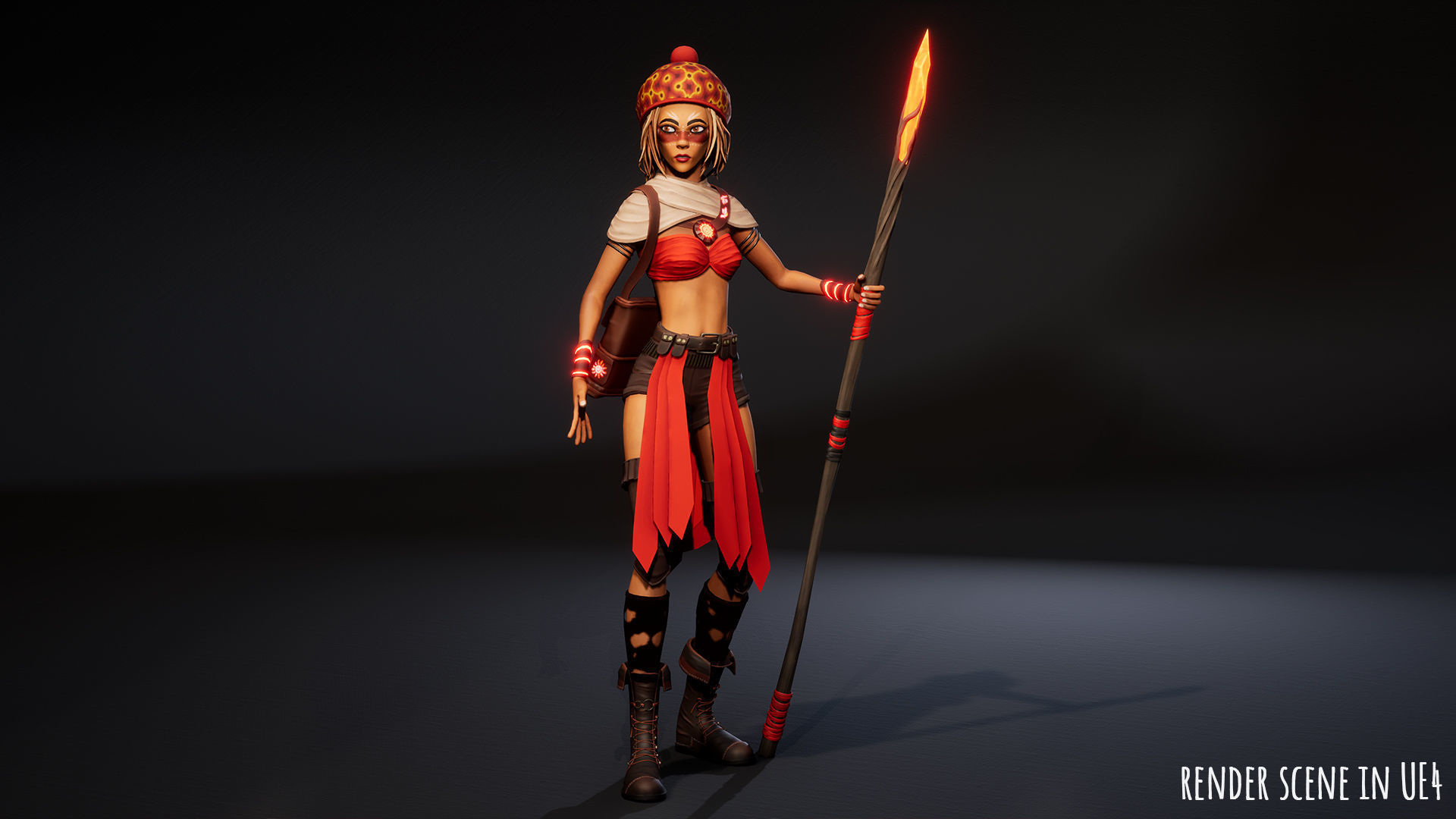 Female Red Mage Low-poly 3D model_9