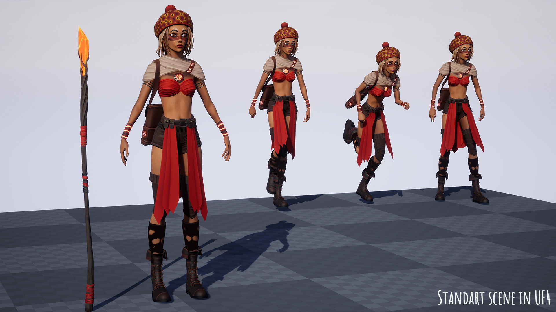Female Red Mage Low-poly 3D model_15