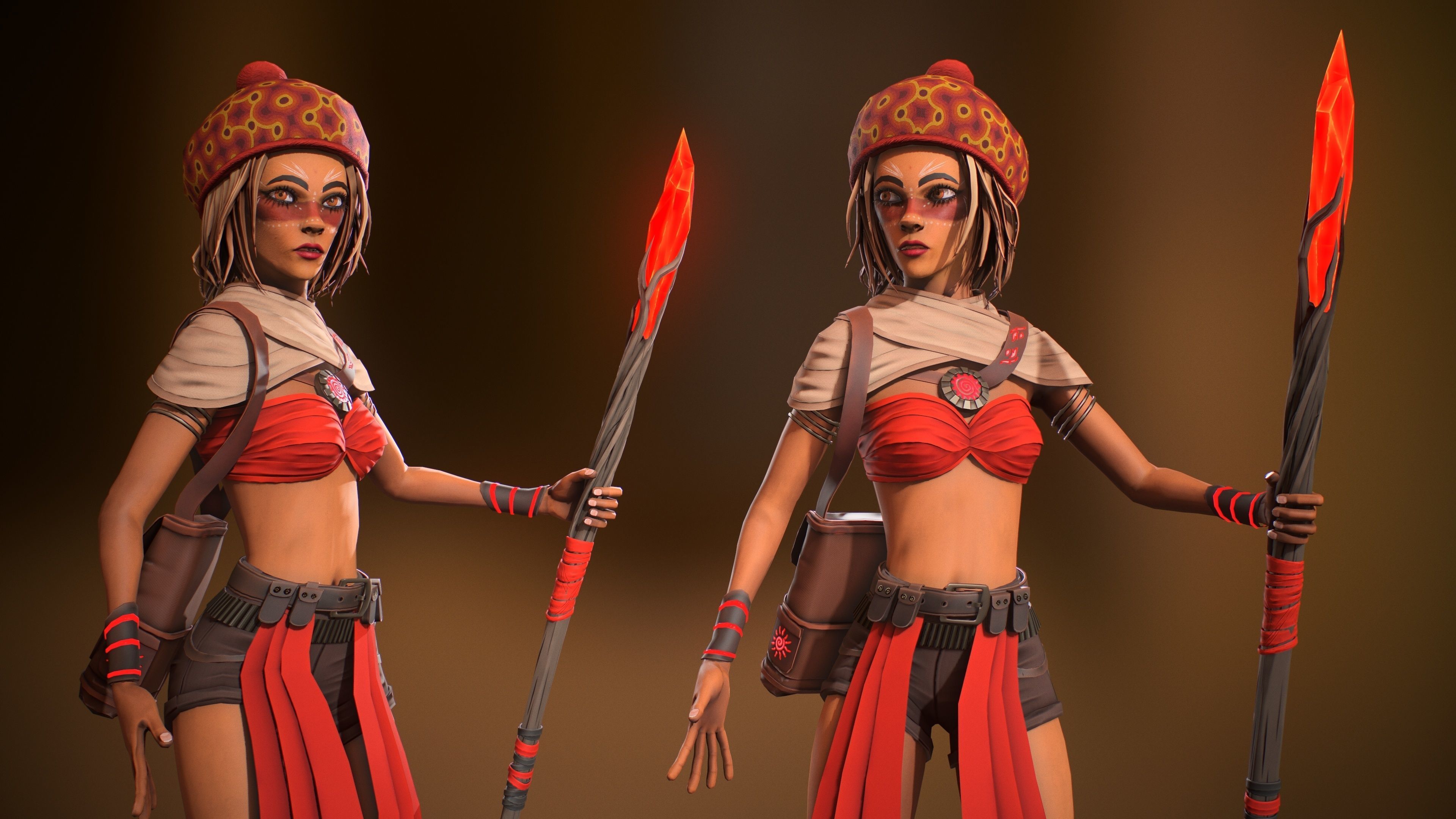 Female Red Mage Low-poly 3D model_25