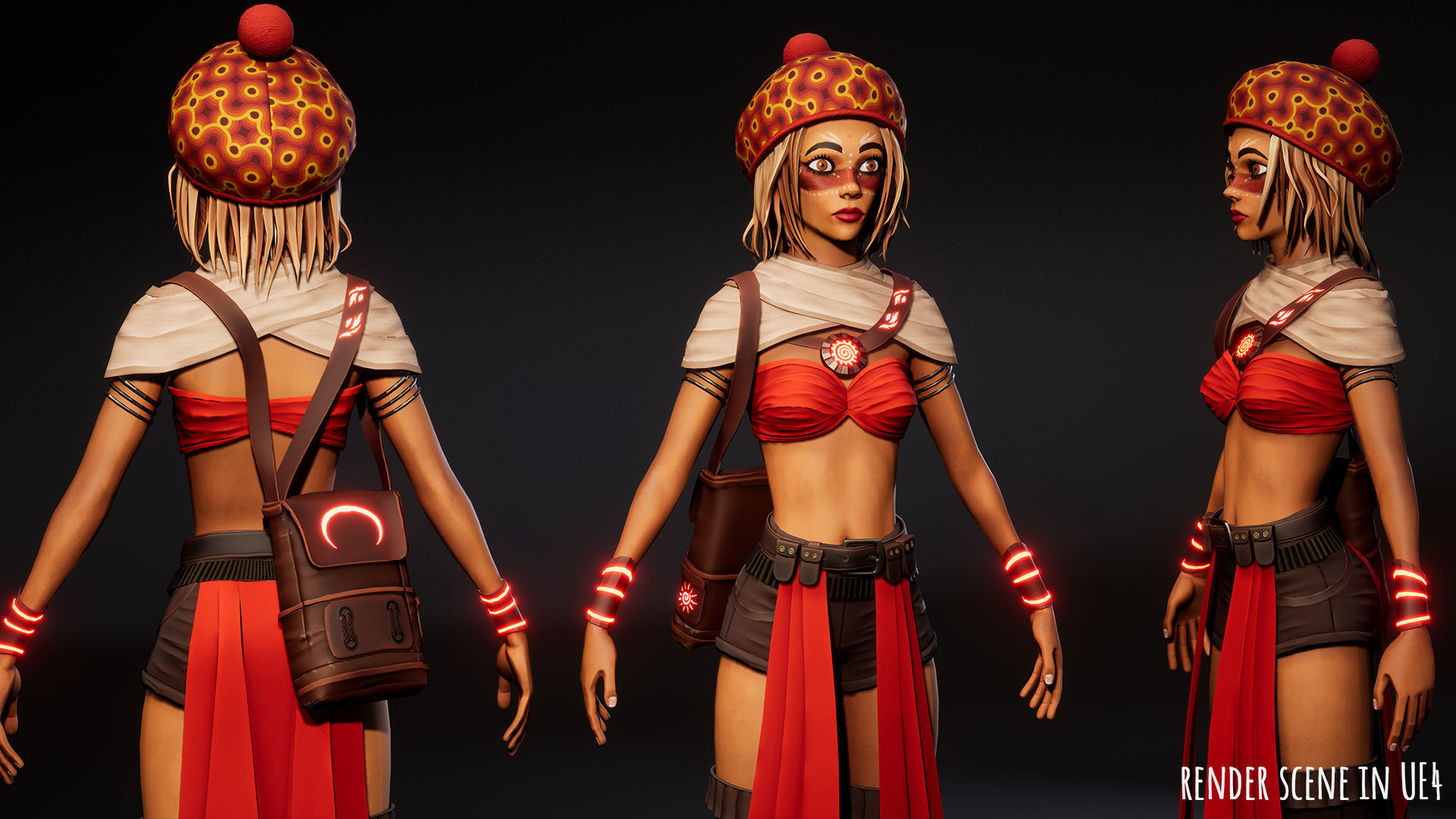 Female Red Mage Low-poly 3D model_11