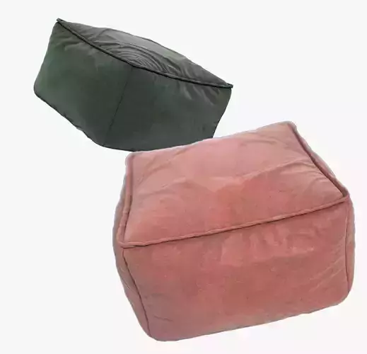Square velvet Pouf in green pink Pack