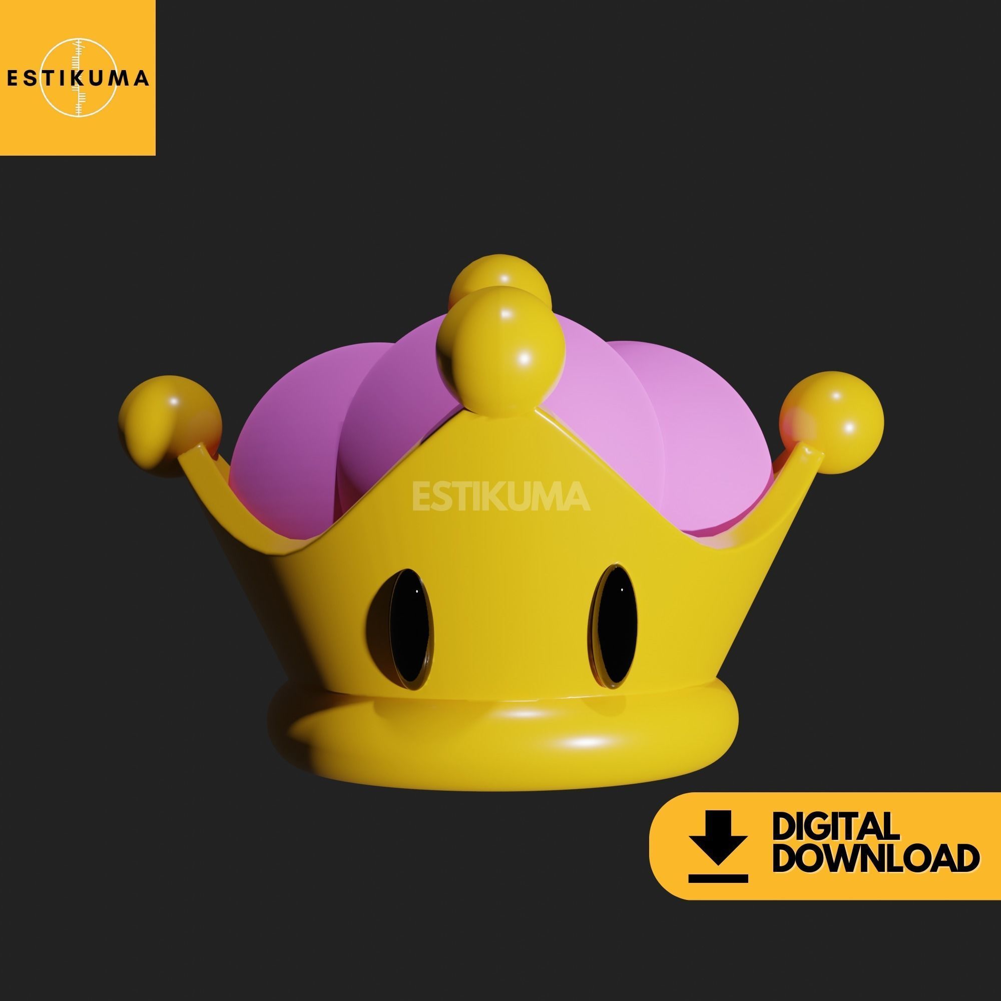 Princess Peach Crown STL 3D Files Digital Download 3D print model_4