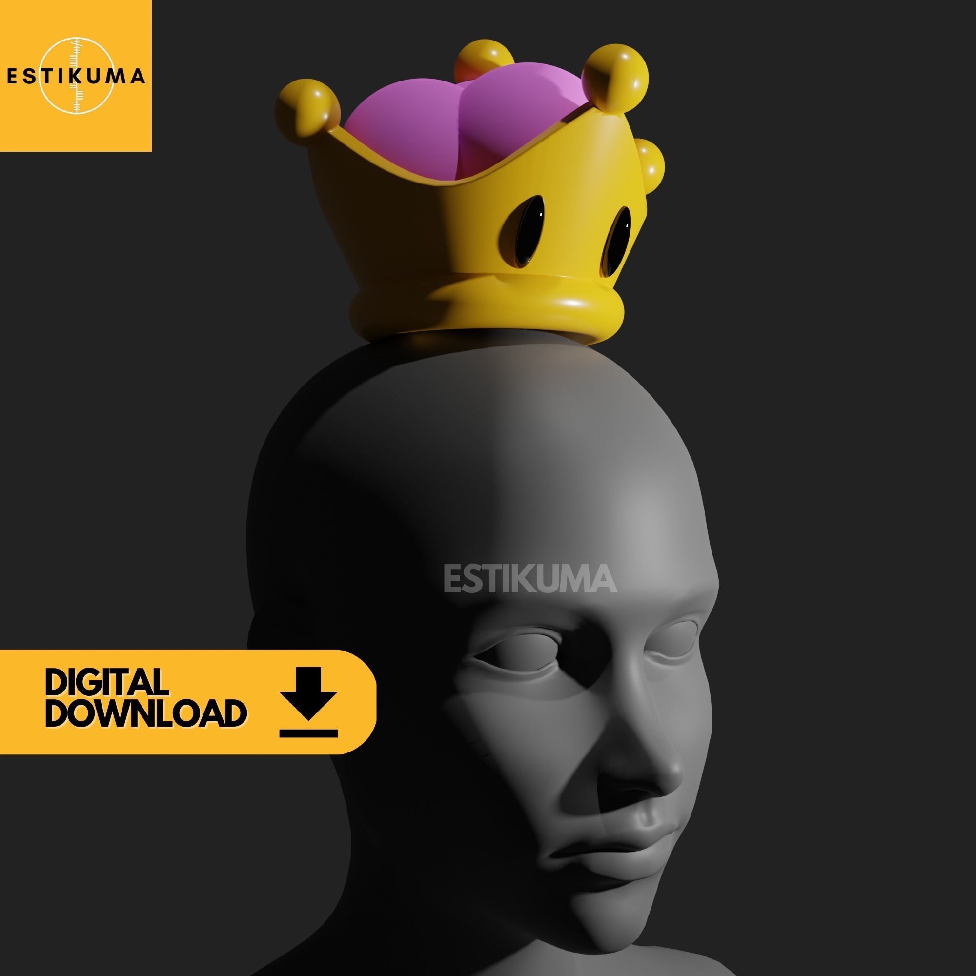 Princess Peach Crown STL 3D Files Digital Download 3D print model_2