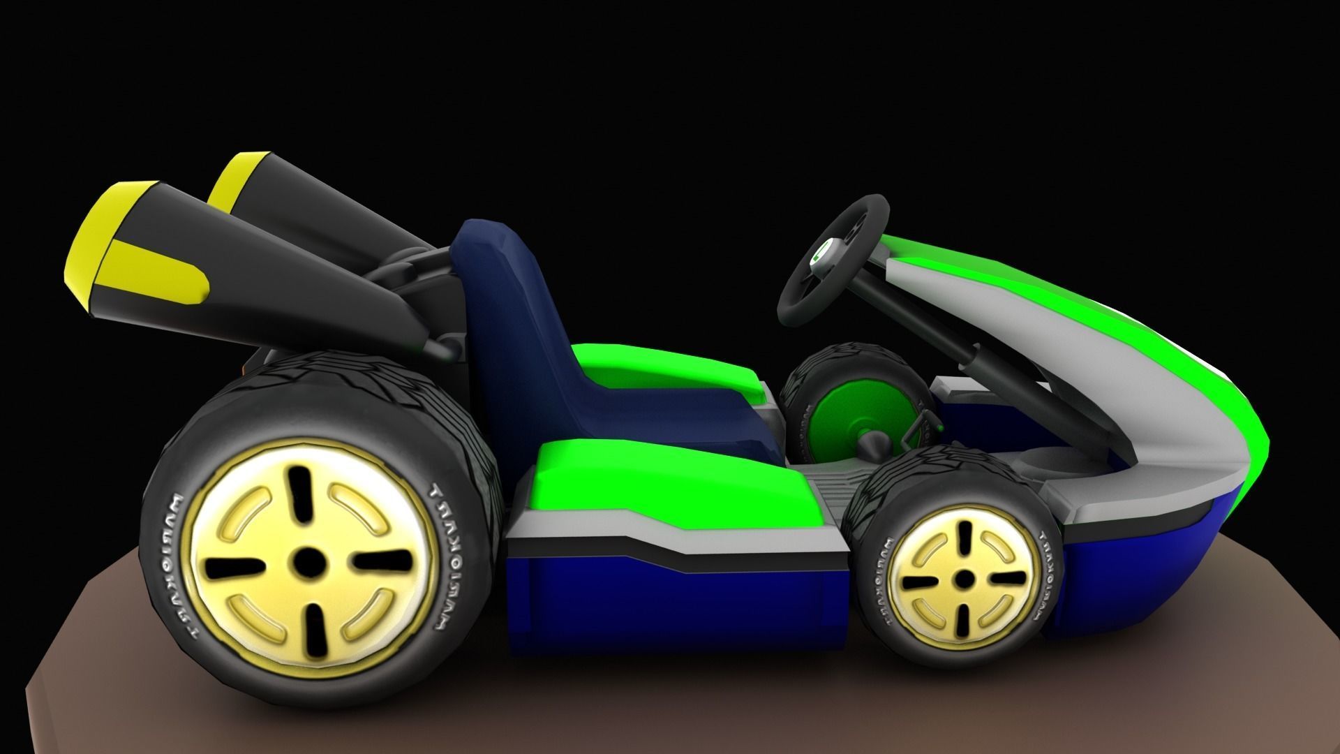 Mariobros Luigi Kart Low-poly 3D model_10