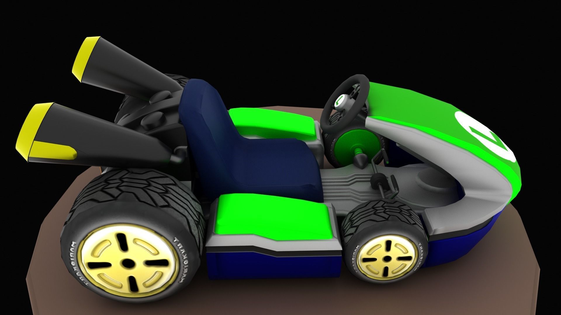 Mariobros Luigi Kart Low-poly 3D model_11