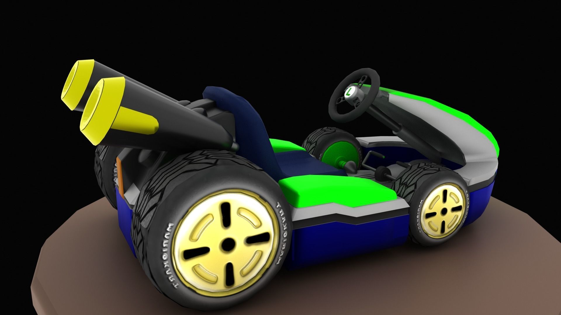 Mariobros Luigi Kart Low-poly 3D model_9