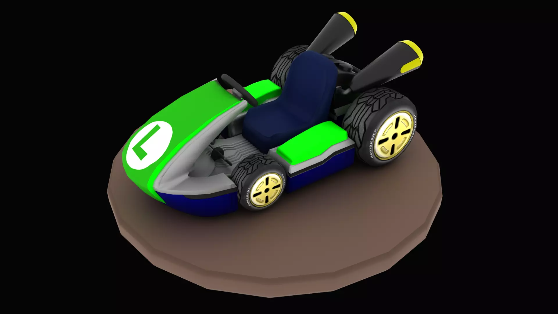 Mariobros Luigi Kart Low-poly 3D model_0