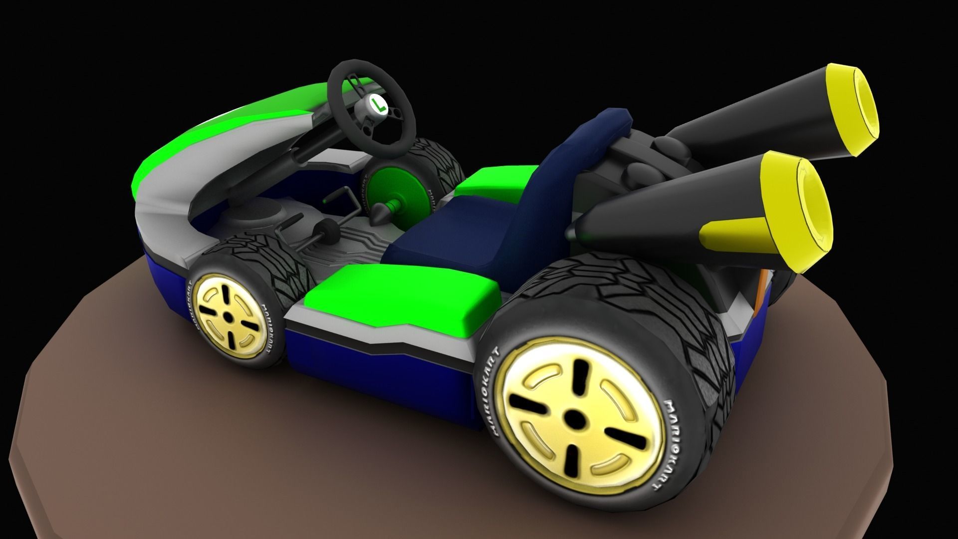 Mariobros Luigi Kart Low-poly 3D model_5