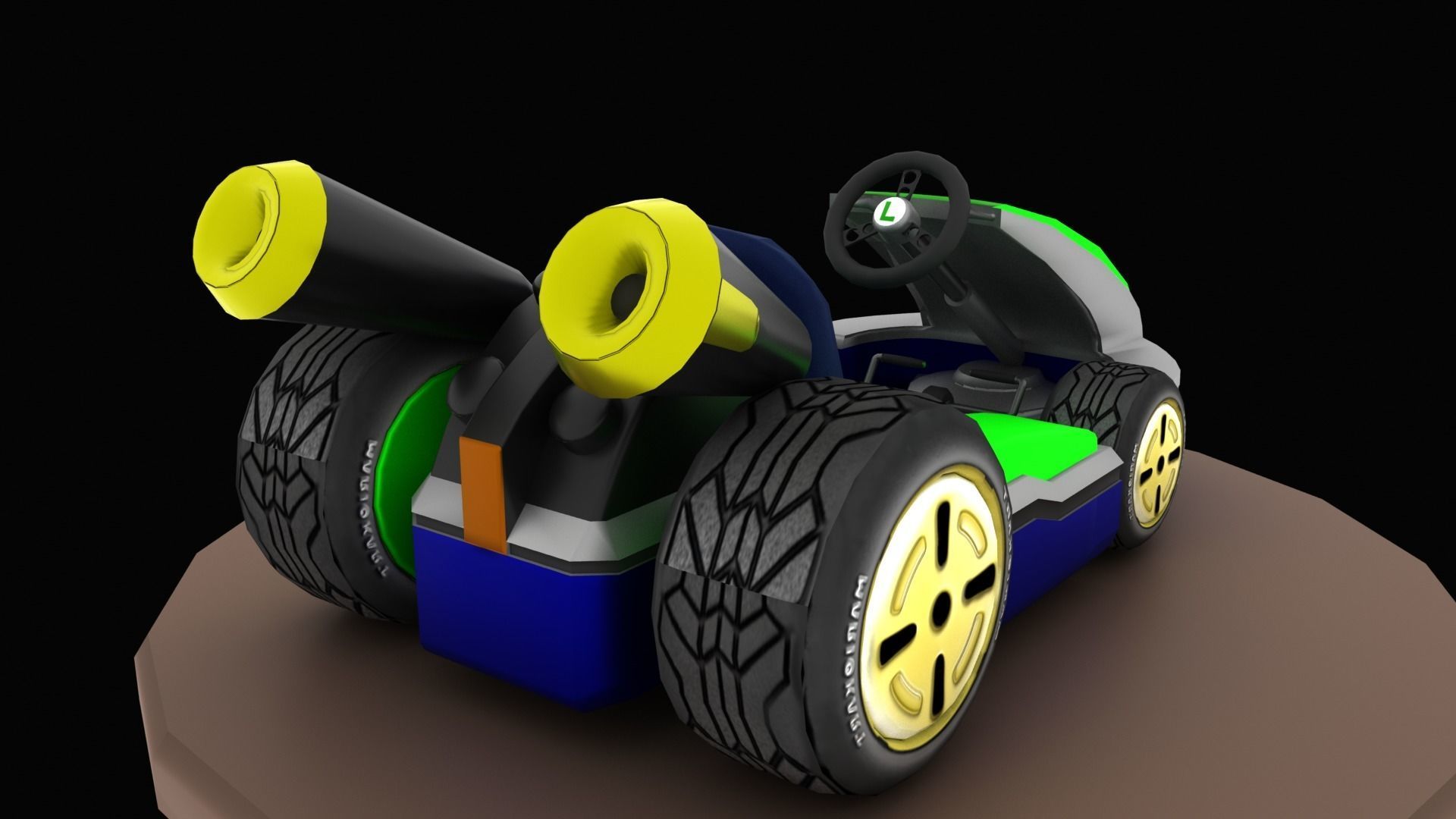 Mariobros Luigi Kart Low-poly 3D model_8