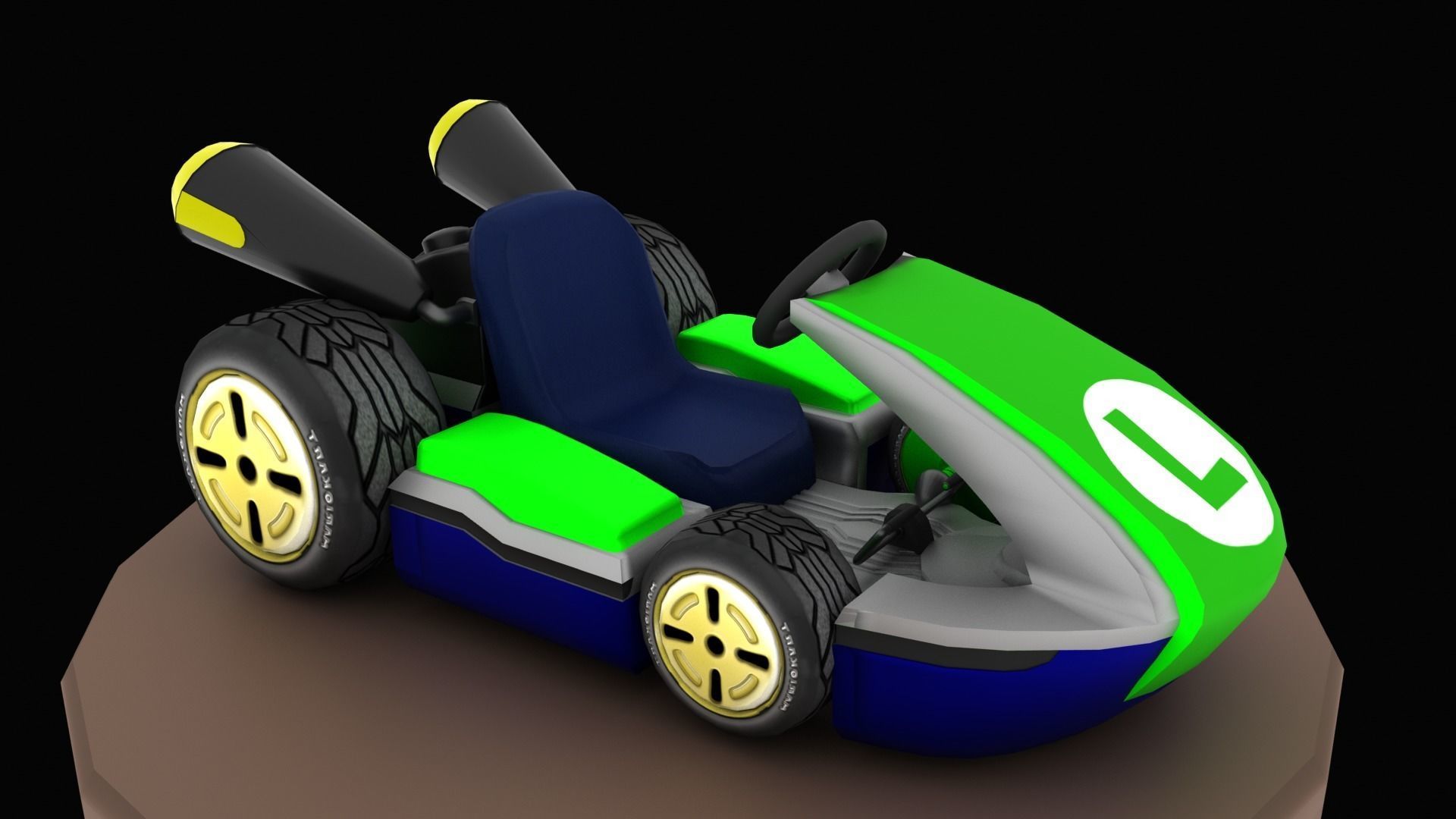 Mariobros Luigi Kart Low-poly 3D model_12