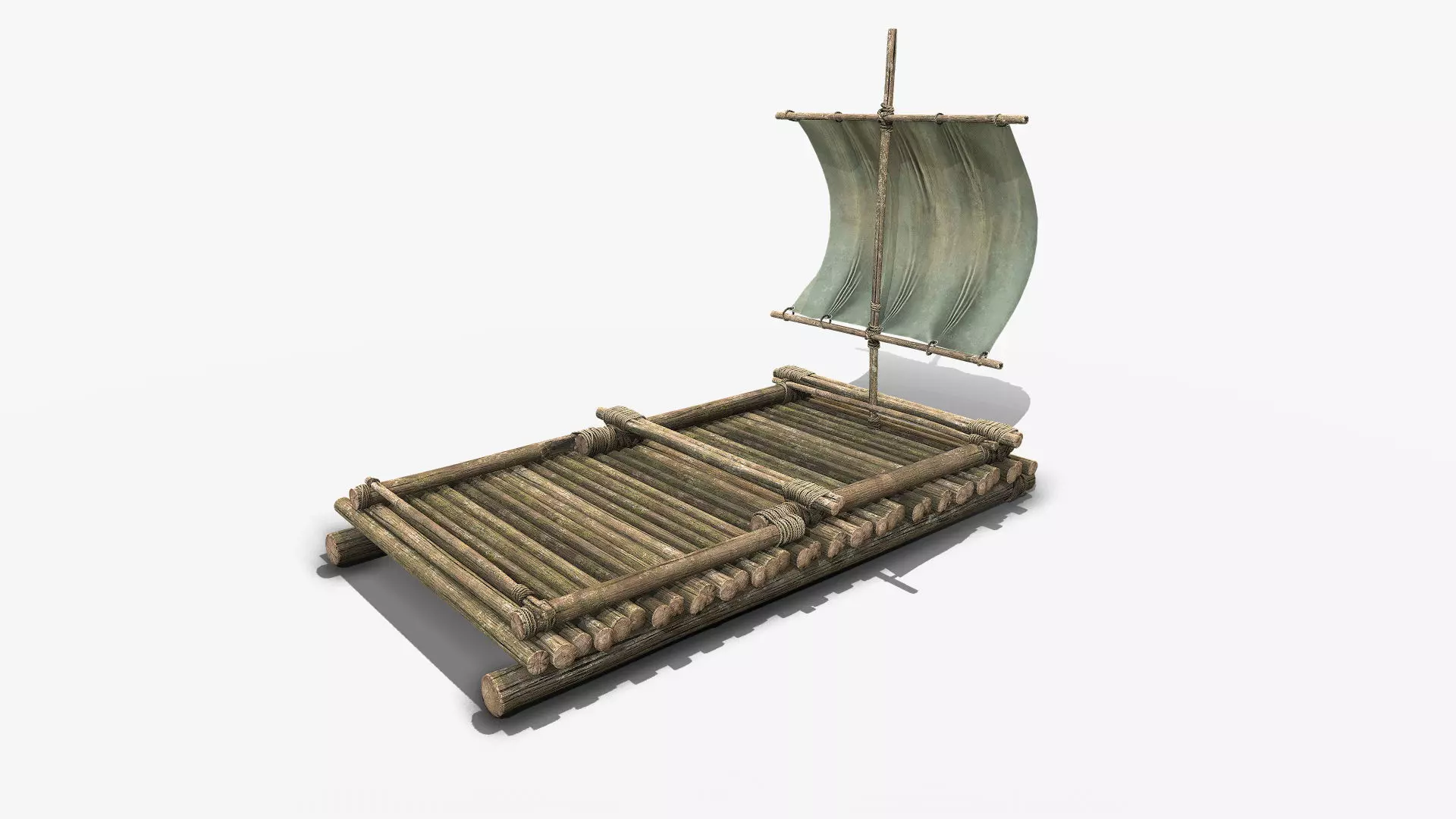 Wooden Raft 3 Low-poly 3D model_0