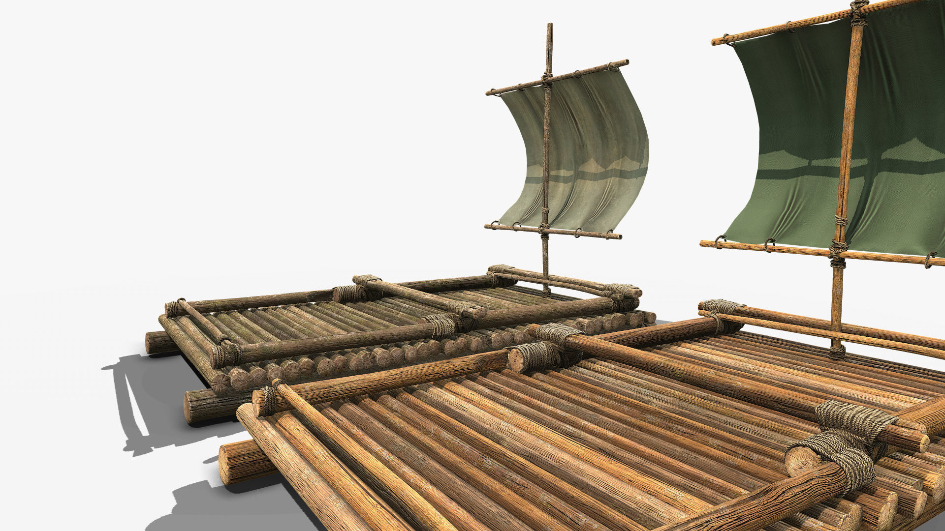 Wooden Raft 3 Low-poly 3D model_8