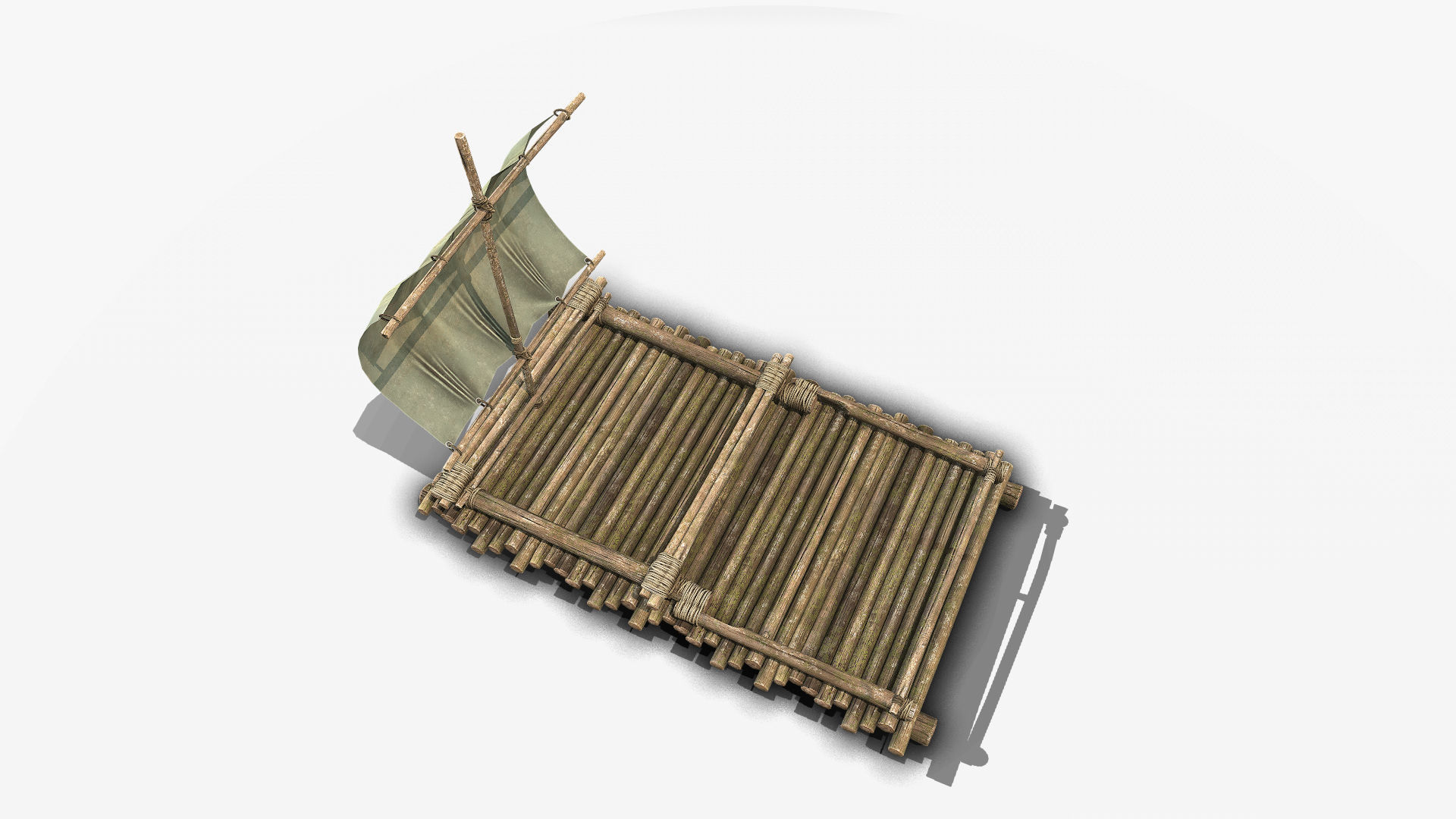 Wooden Raft 3 Low-poly 3D model_2