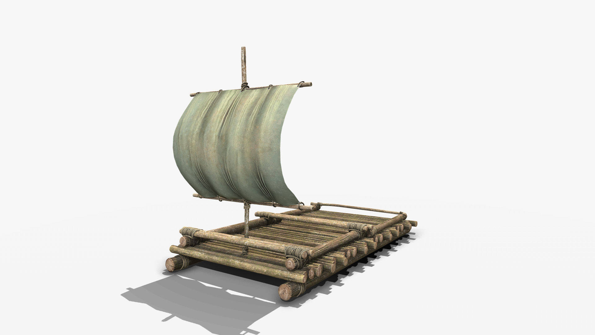 Wooden Raft 3 Low-poly 3D model_1