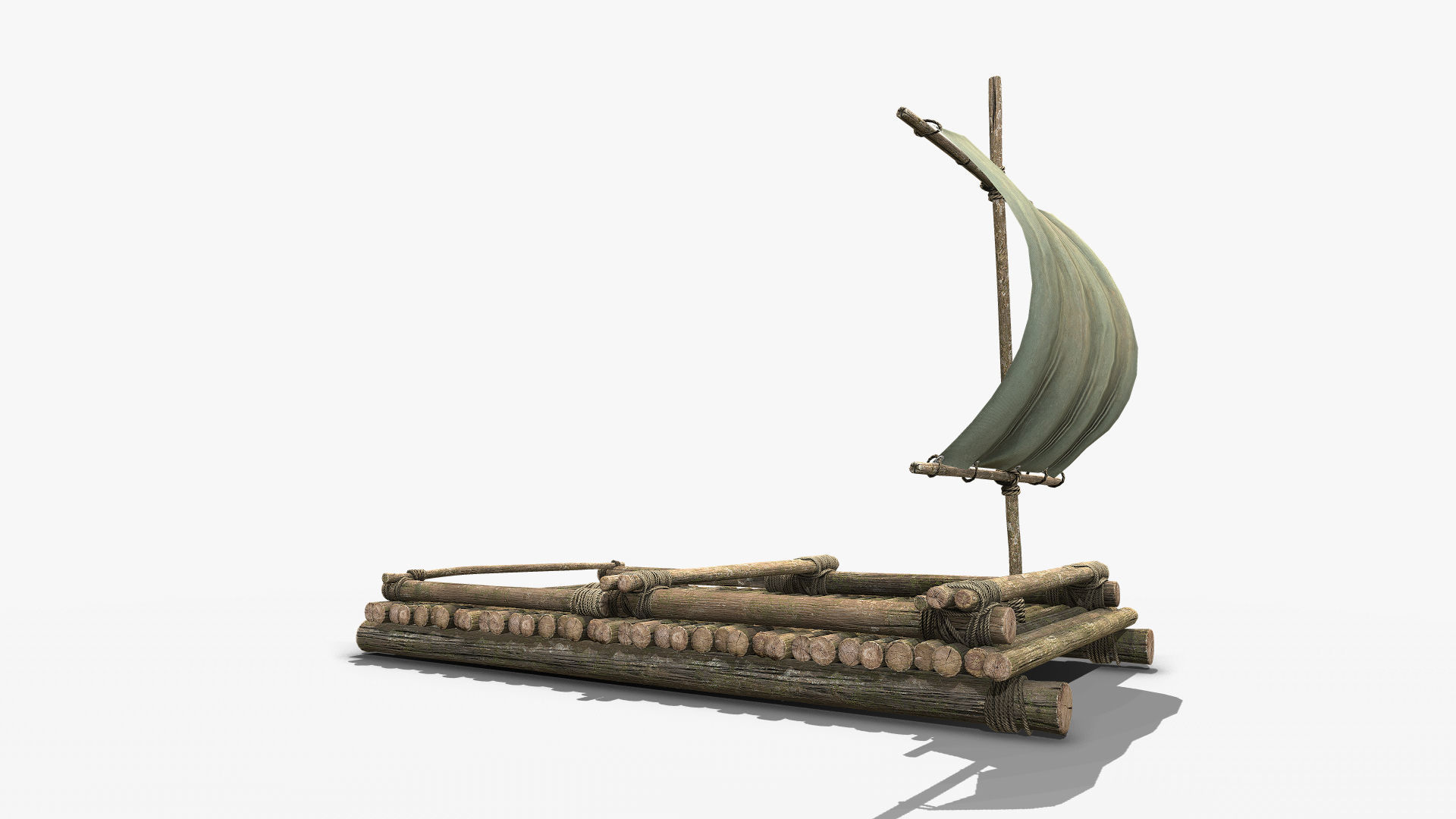 Wooden Raft 3 Low-poly 3D model_4
