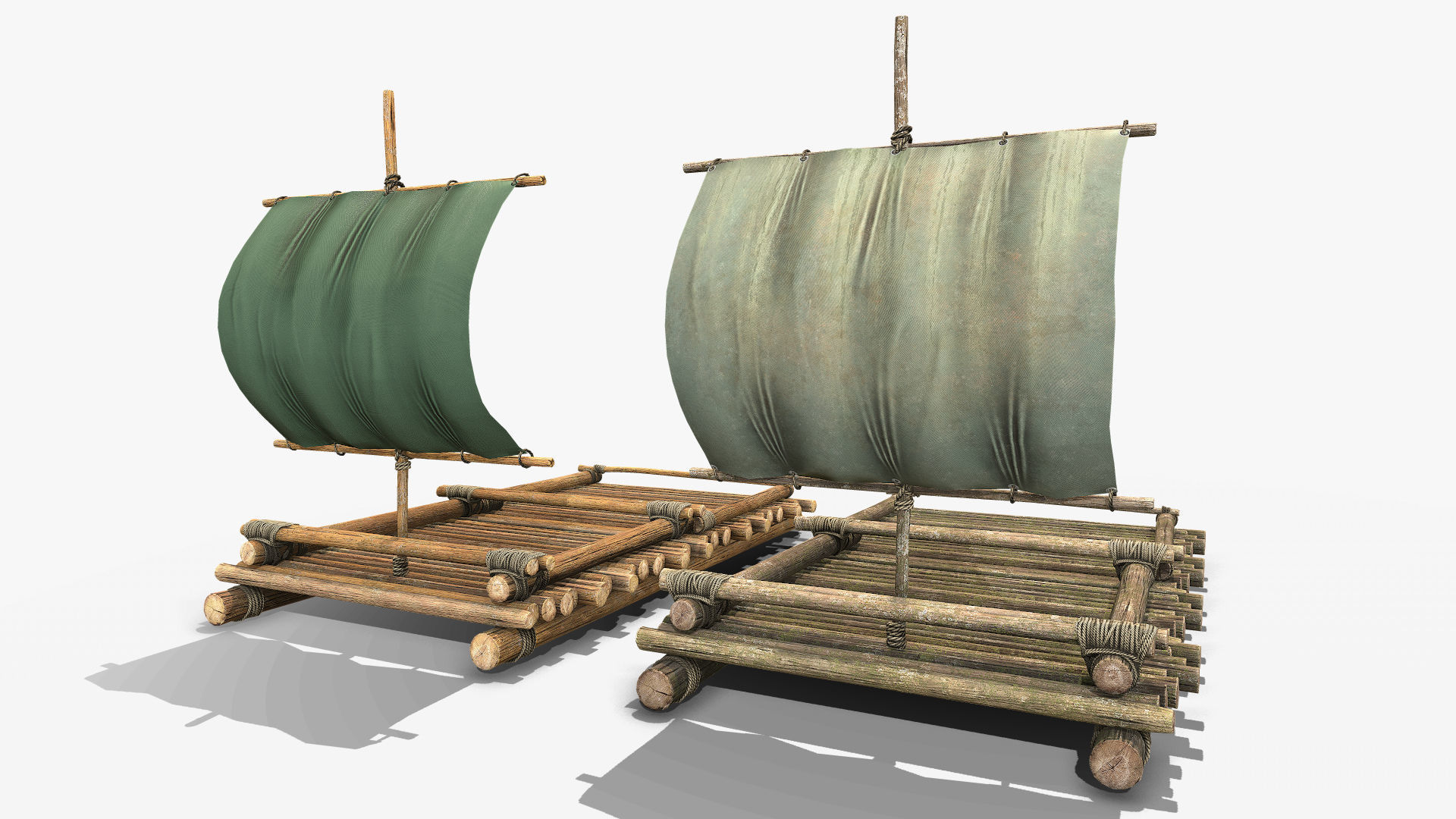 Wooden Raft 3 Low-poly 3D model_6