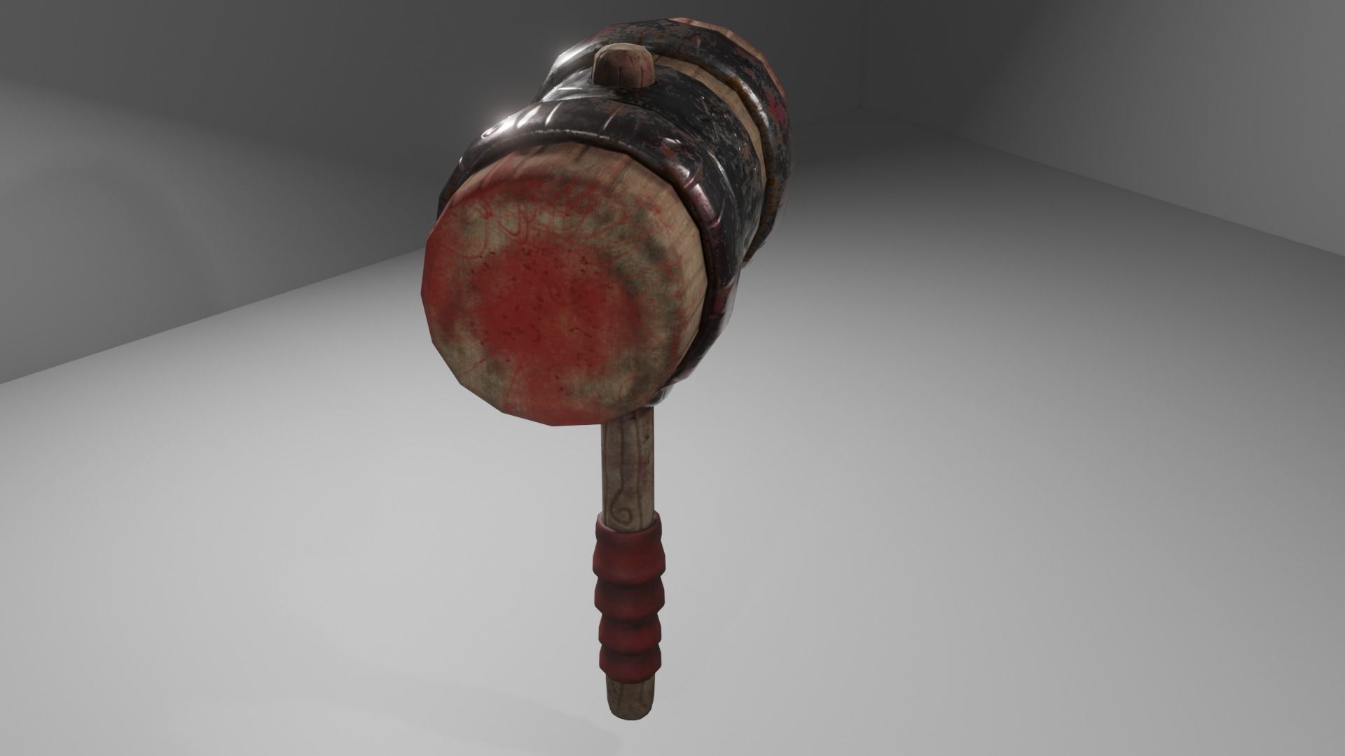 Stylized Hammer Textures with blood and without Low-poly 3D model_5