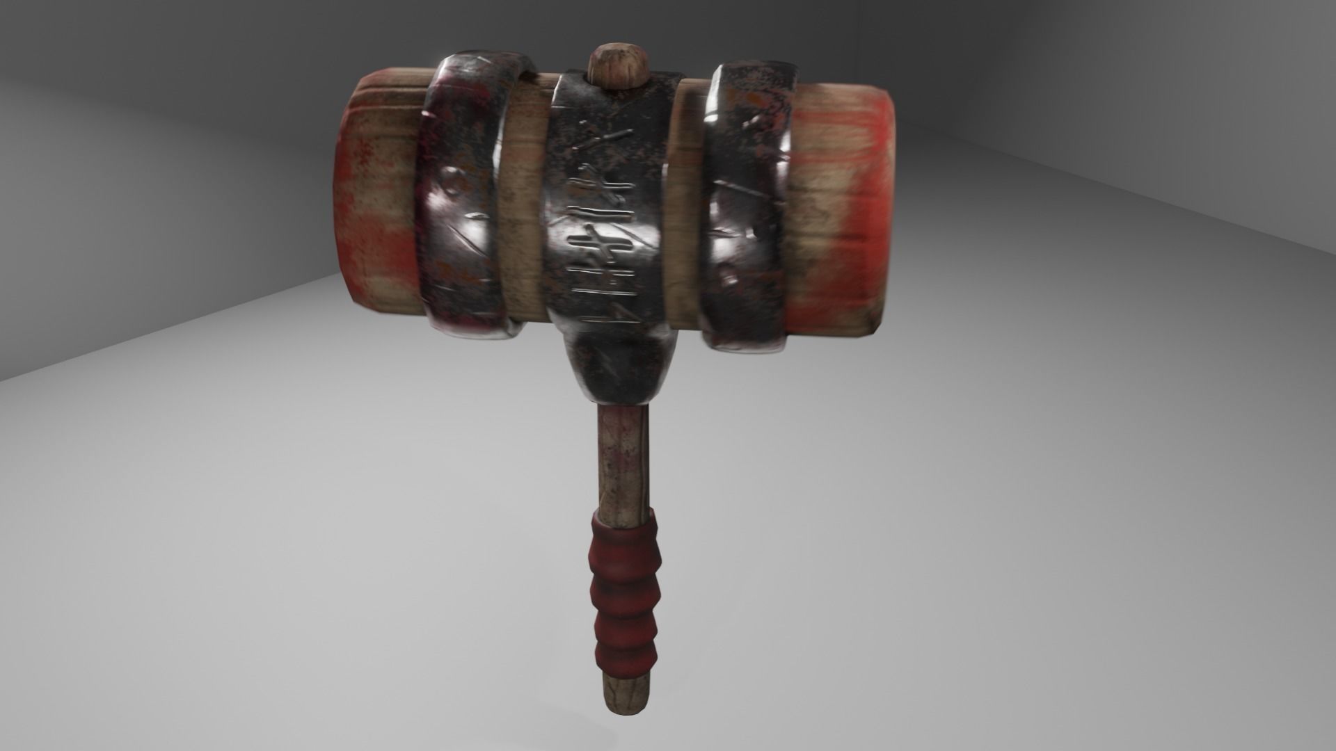 Stylized Hammer Textures with blood and without Low-poly 3D model_6