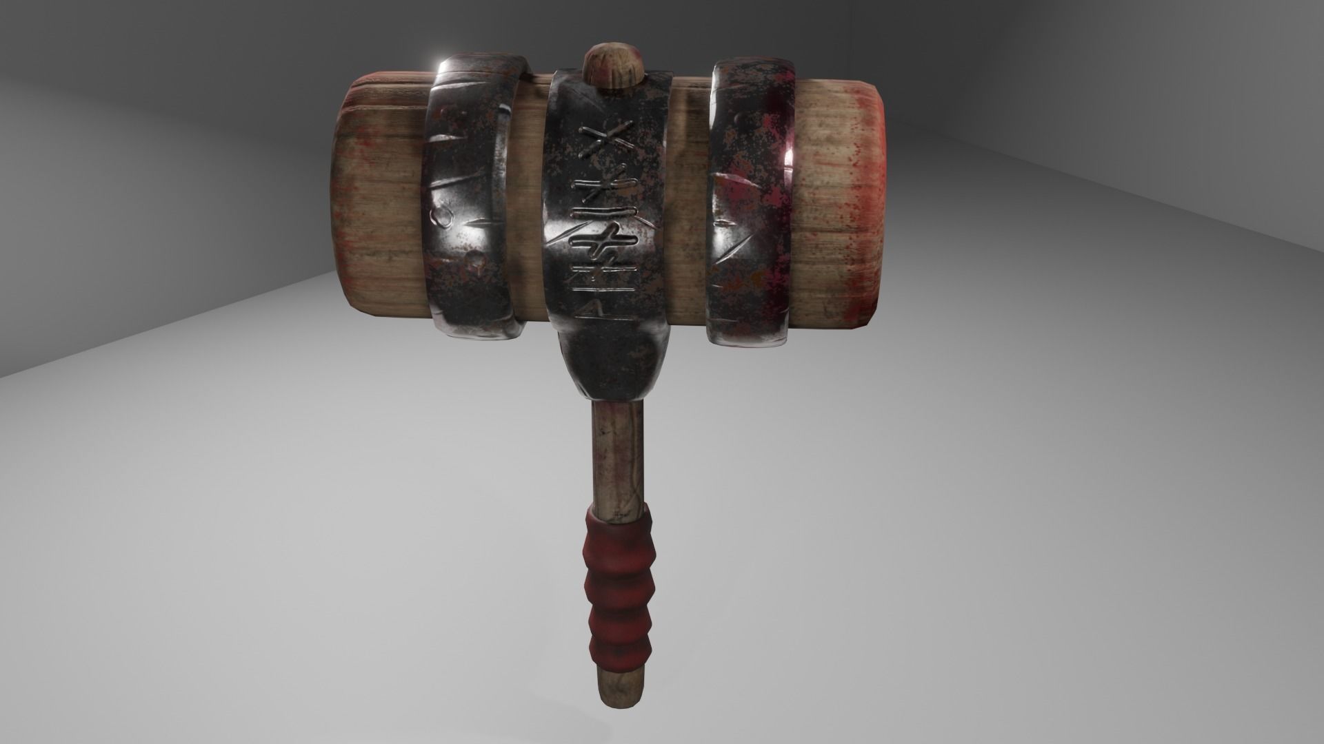 Stylized Hammer Textures with blood and without Low-poly 3D model_7