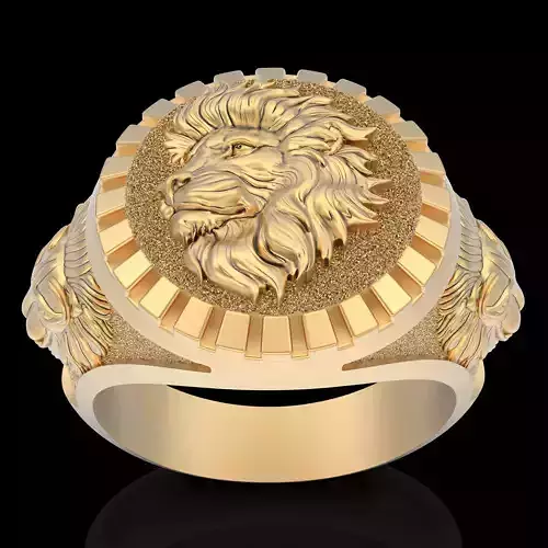 Lion ring silver gold jewelry printable 3D model