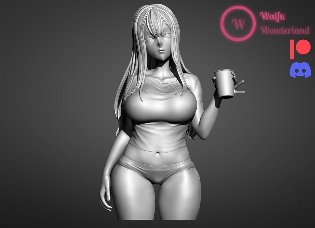 Happy girl Waifu Clothed and NSFW Var 3D print model_12