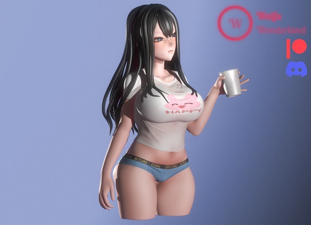 Happy girl Waifu Clothed and NSFW Var 3D print model_4