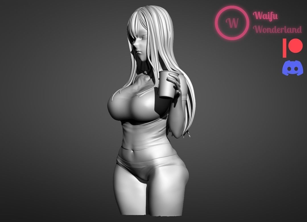 Happy girl Waifu Clothed and NSFW Var 3D print model_11