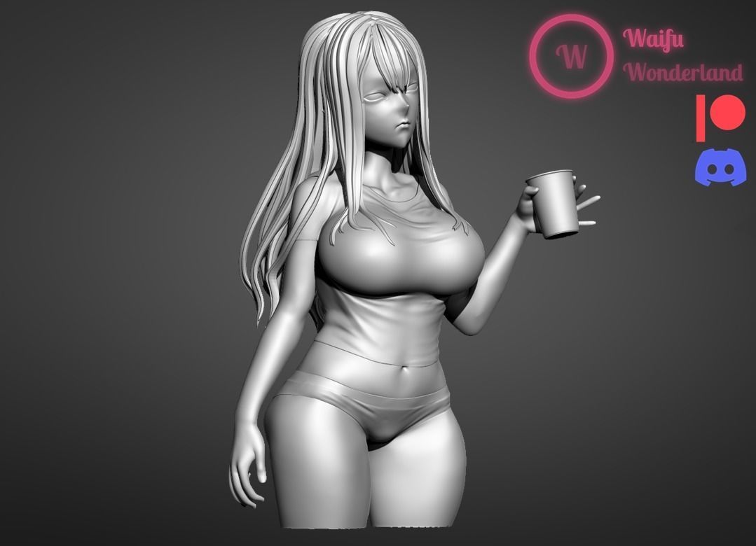 Happy girl Waifu Clothed and NSFW Var 3D print model_10