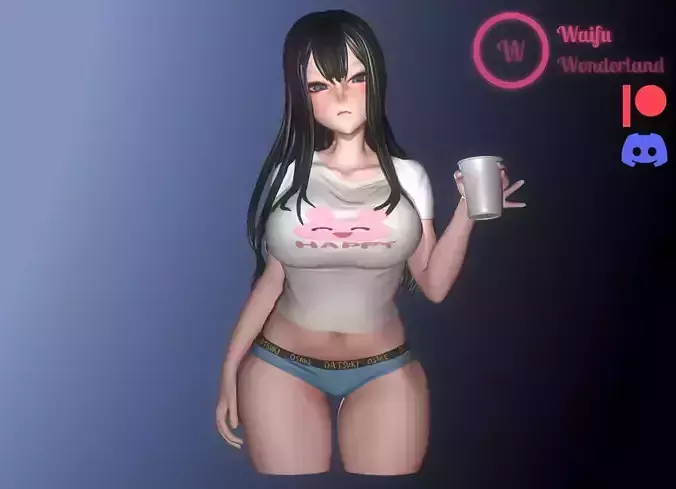  Happy girl Waifu Clothed and NSFW Var 3D print model