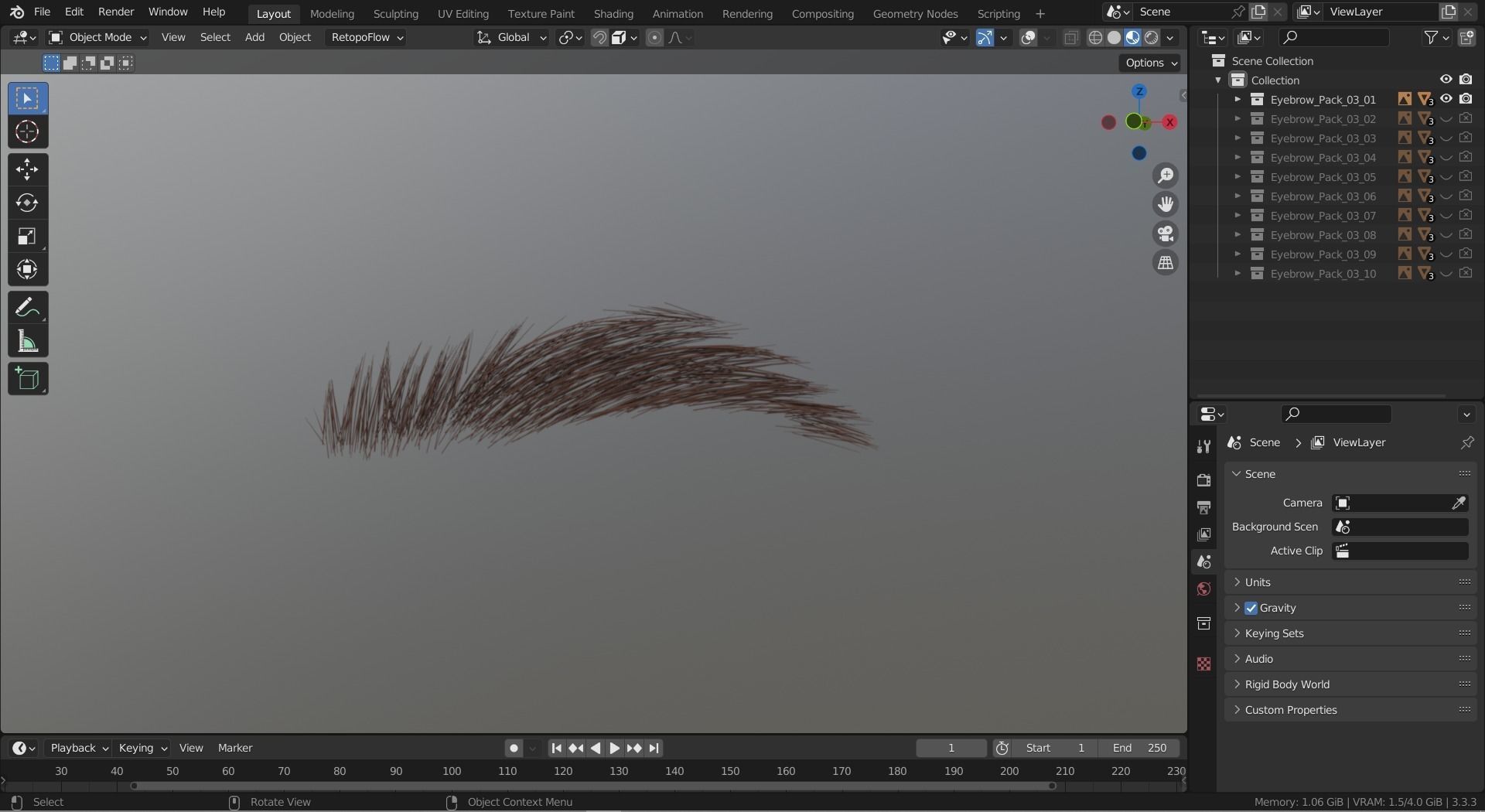 Eyebrow Pack 03 Low-poly 3D model_9