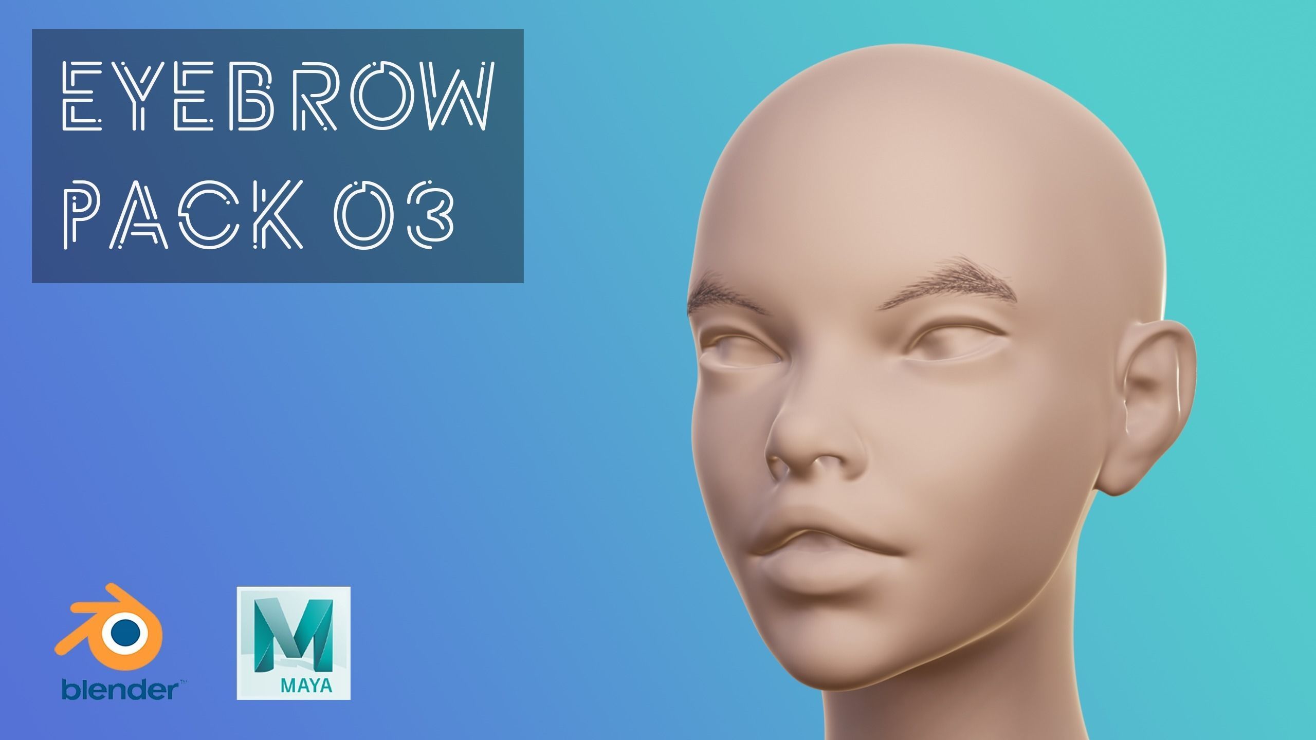 Eyebrow Pack 03 Low-poly 3D model_1