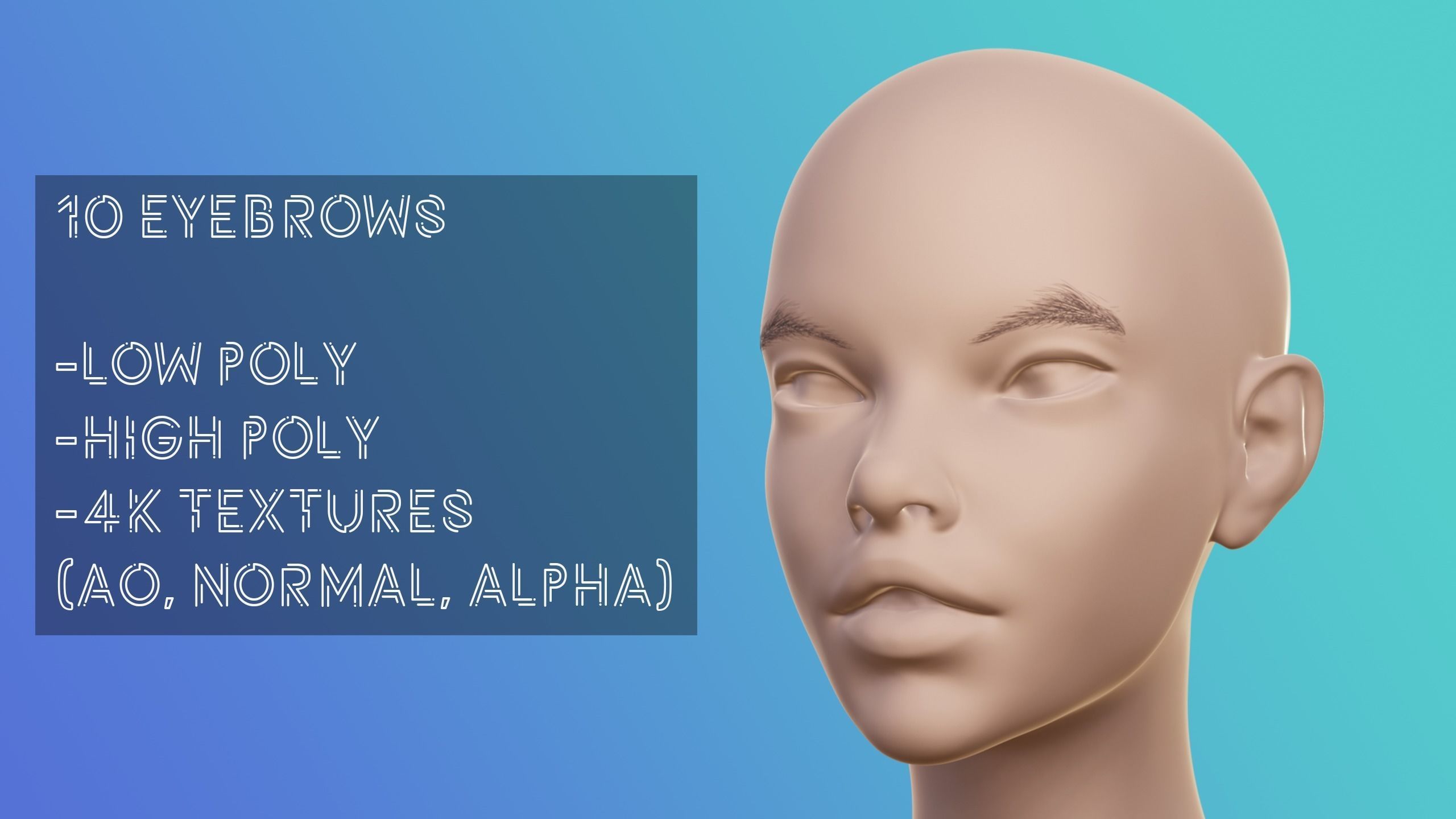 Eyebrow Pack 03 Low-poly 3D model_2