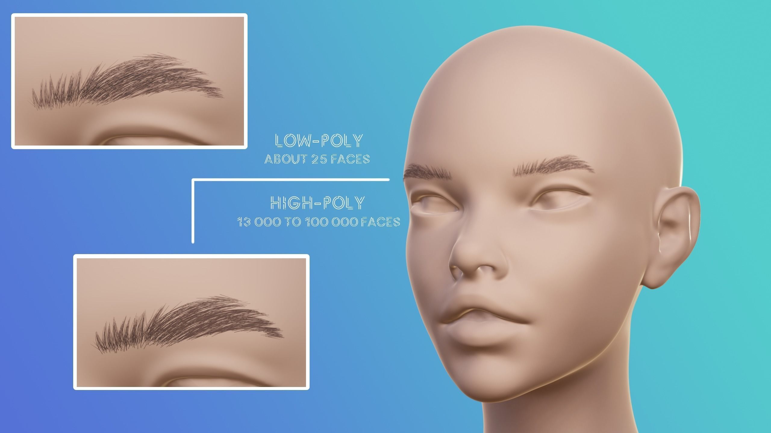 Eyebrow Pack 03 Low-poly 3D model_3