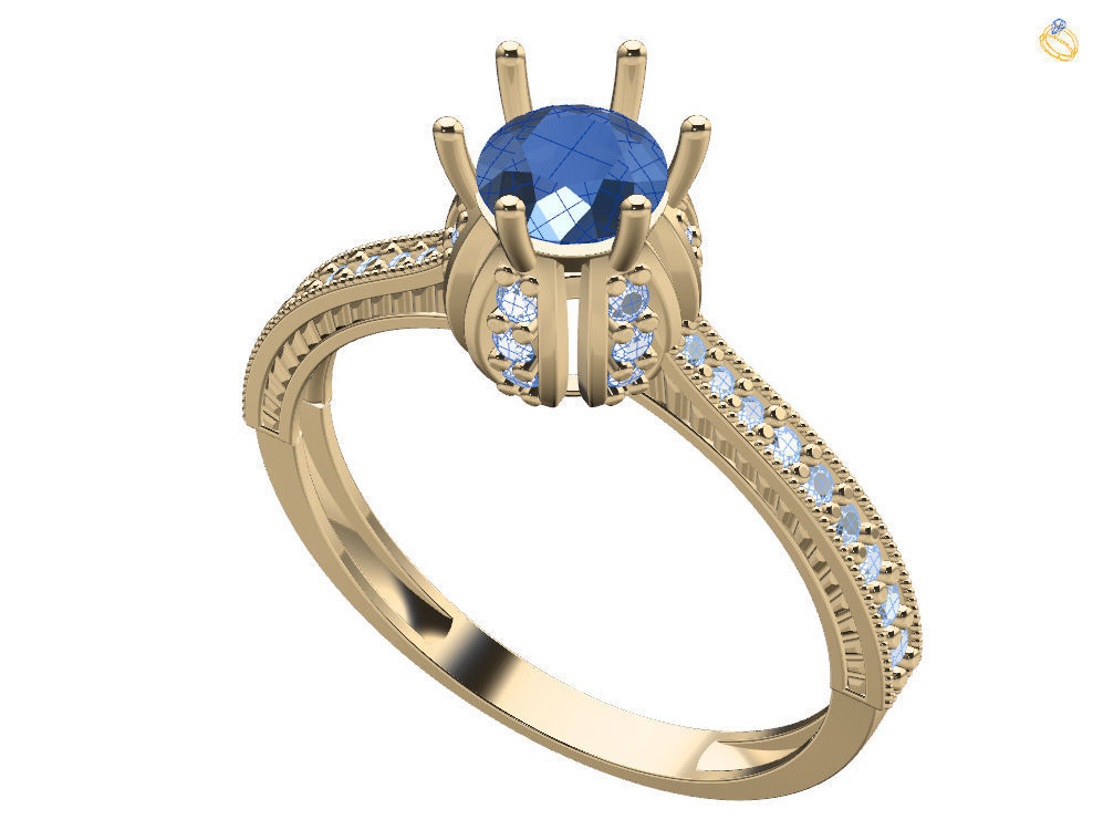 Gold Wedding Ring Luxury Diamond Band 3D Model Print Ready 3D print model_1