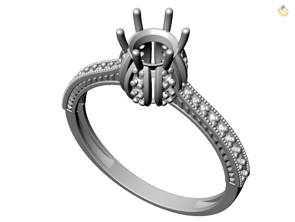 Gold Wedding Ring Luxury Diamond Band 3D Model Print Ready 3D print model_2