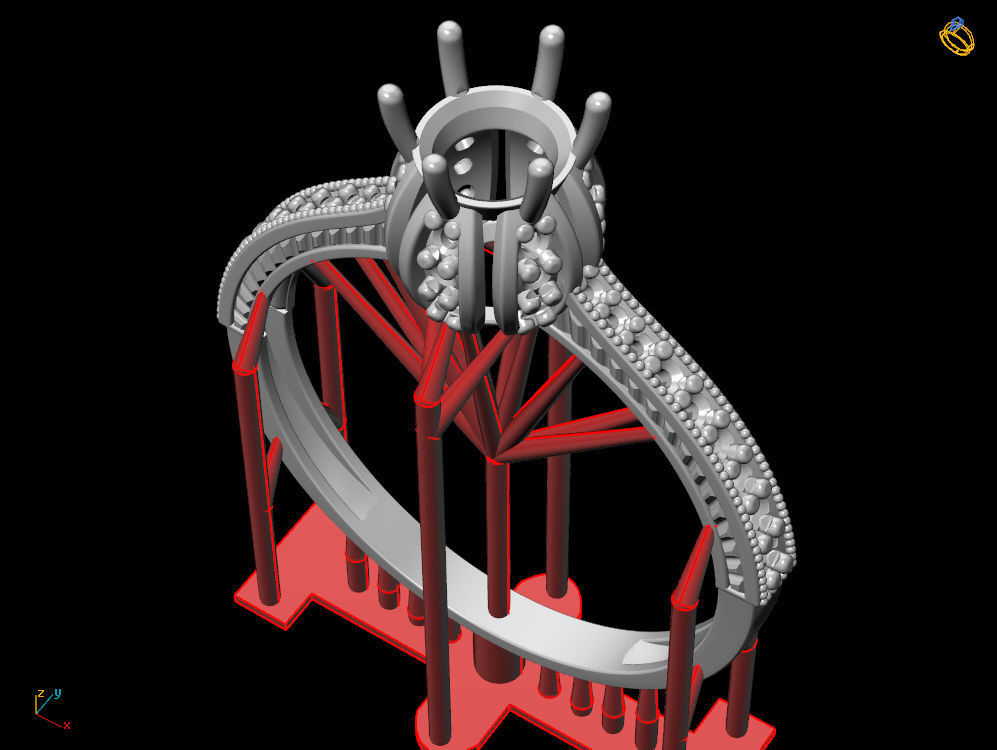 Gold Wedding Ring Luxury Diamond Band 3D Model Print Ready 3D print model_3