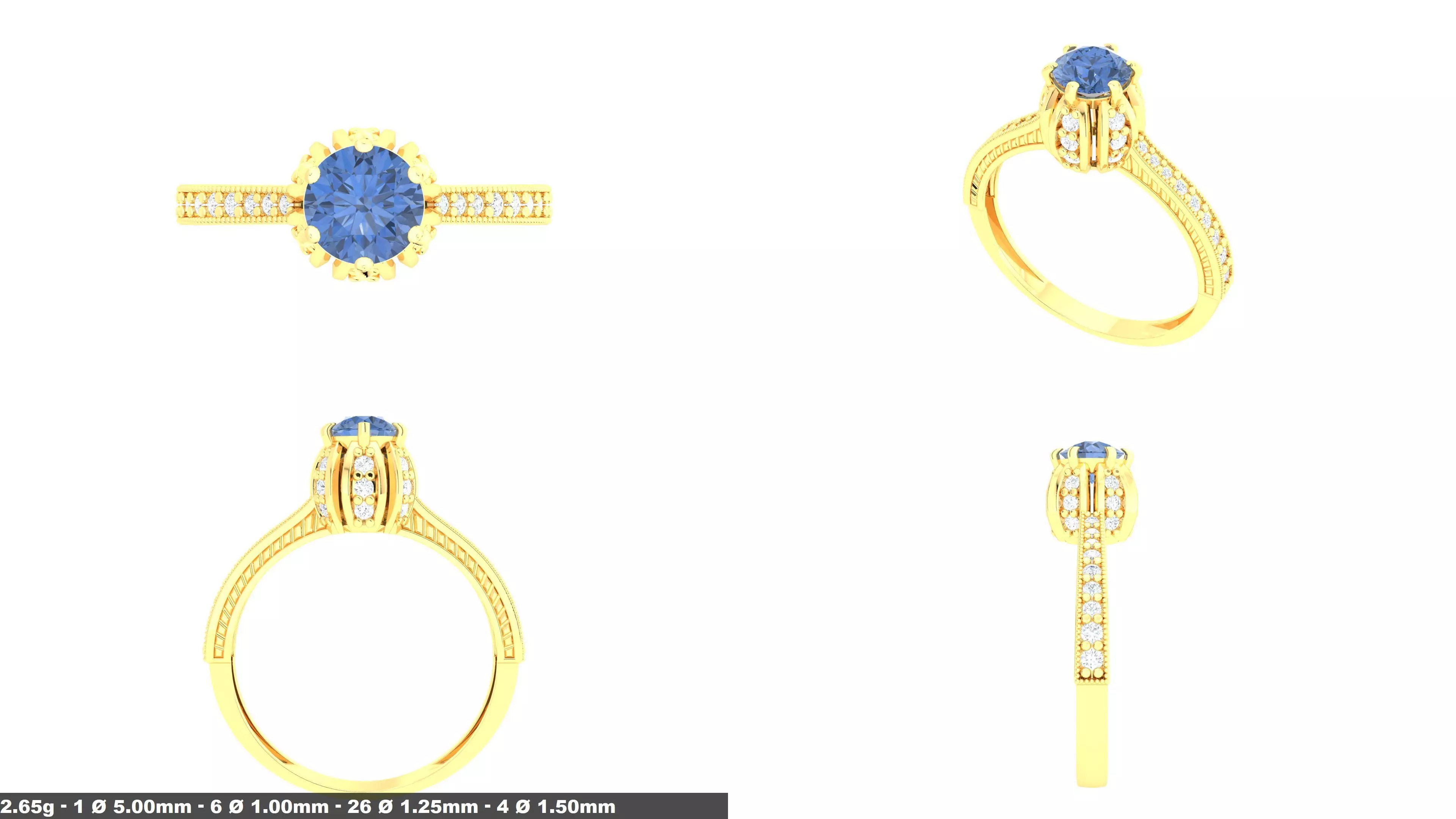 Gold Wedding Ring Luxury Diamond Band 3D Model Print Ready 3D print model_0