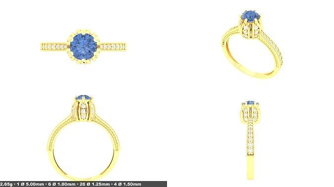 Gold Wedding Ring Luxury Diamond Band 3D Model Print Ready 3D print model
