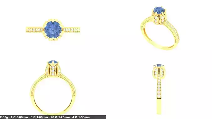 Gold Wedding Ring Luxury Diamond Band 3D Model Print Ready