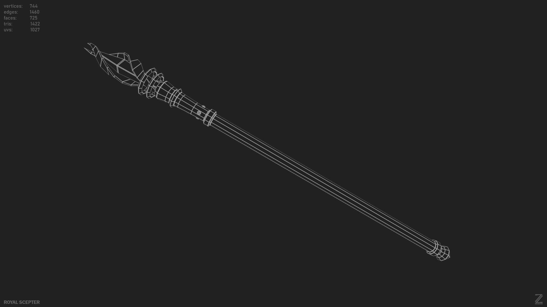 Royal scepter Low-poly 3D model_10