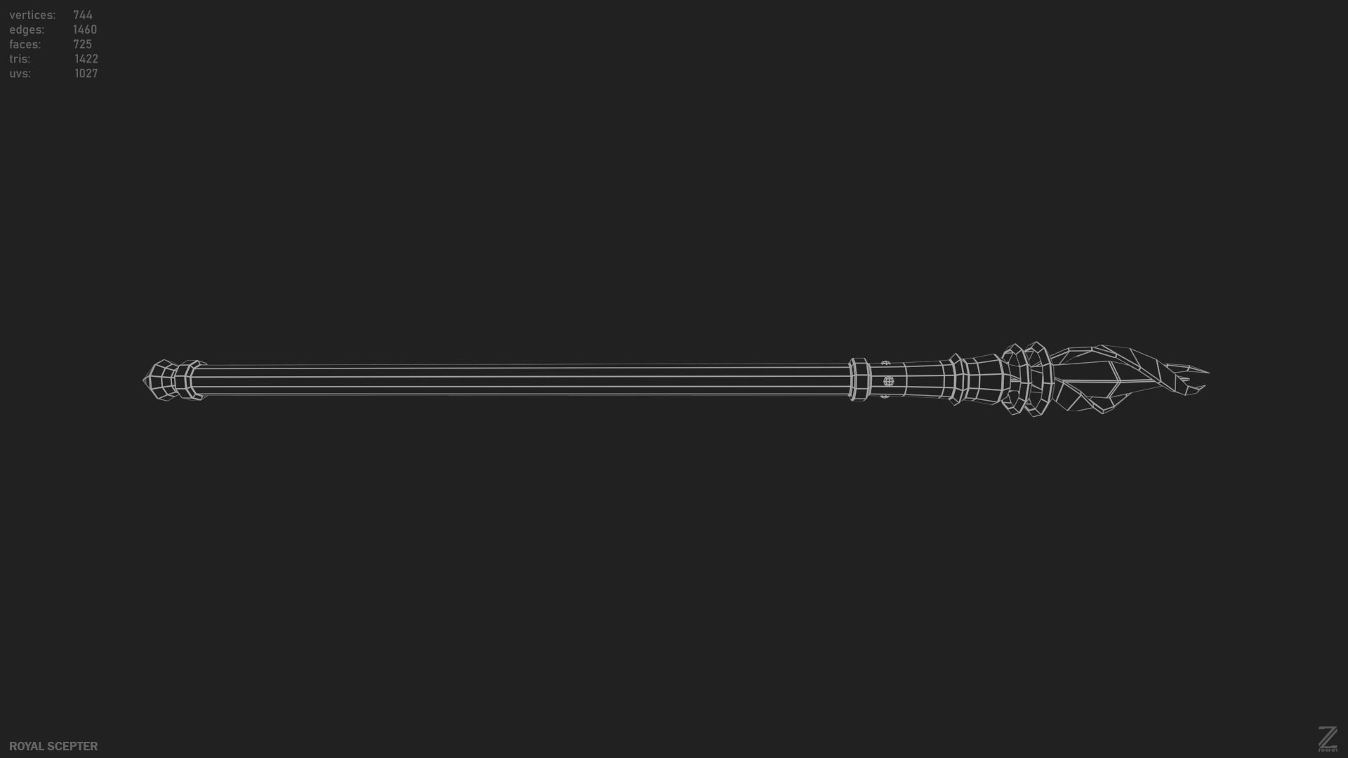 Royal scepter Low-poly 3D model_14