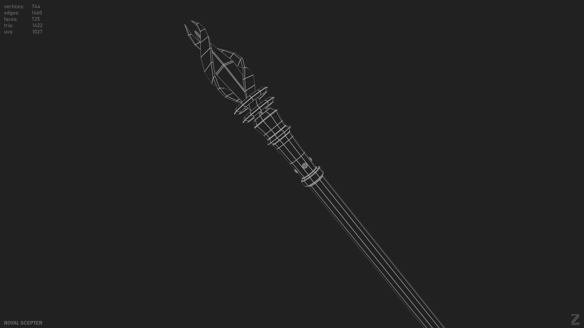 Royal scepter Low-poly 3D model_15