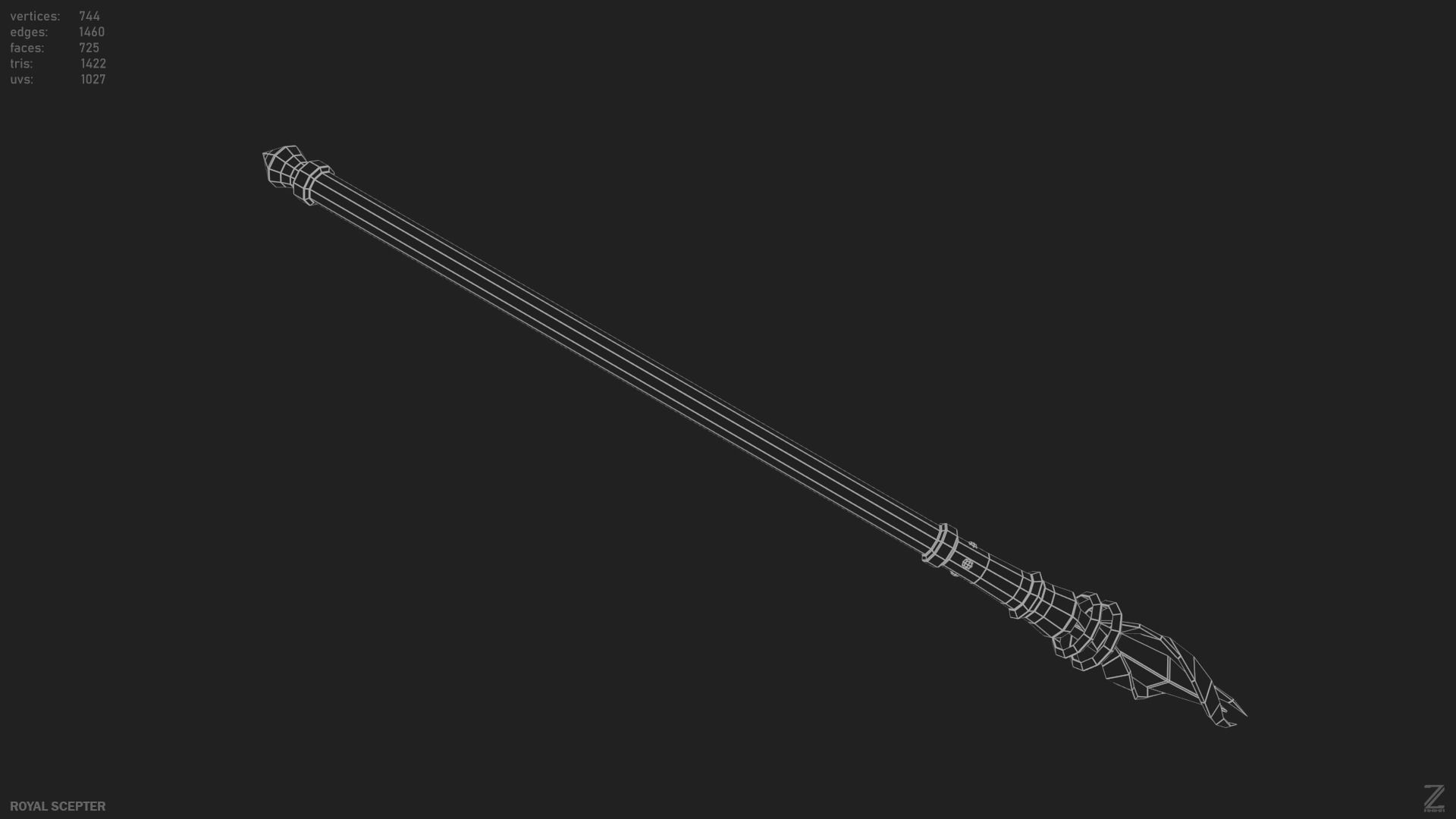 Royal scepter Low-poly 3D model_11